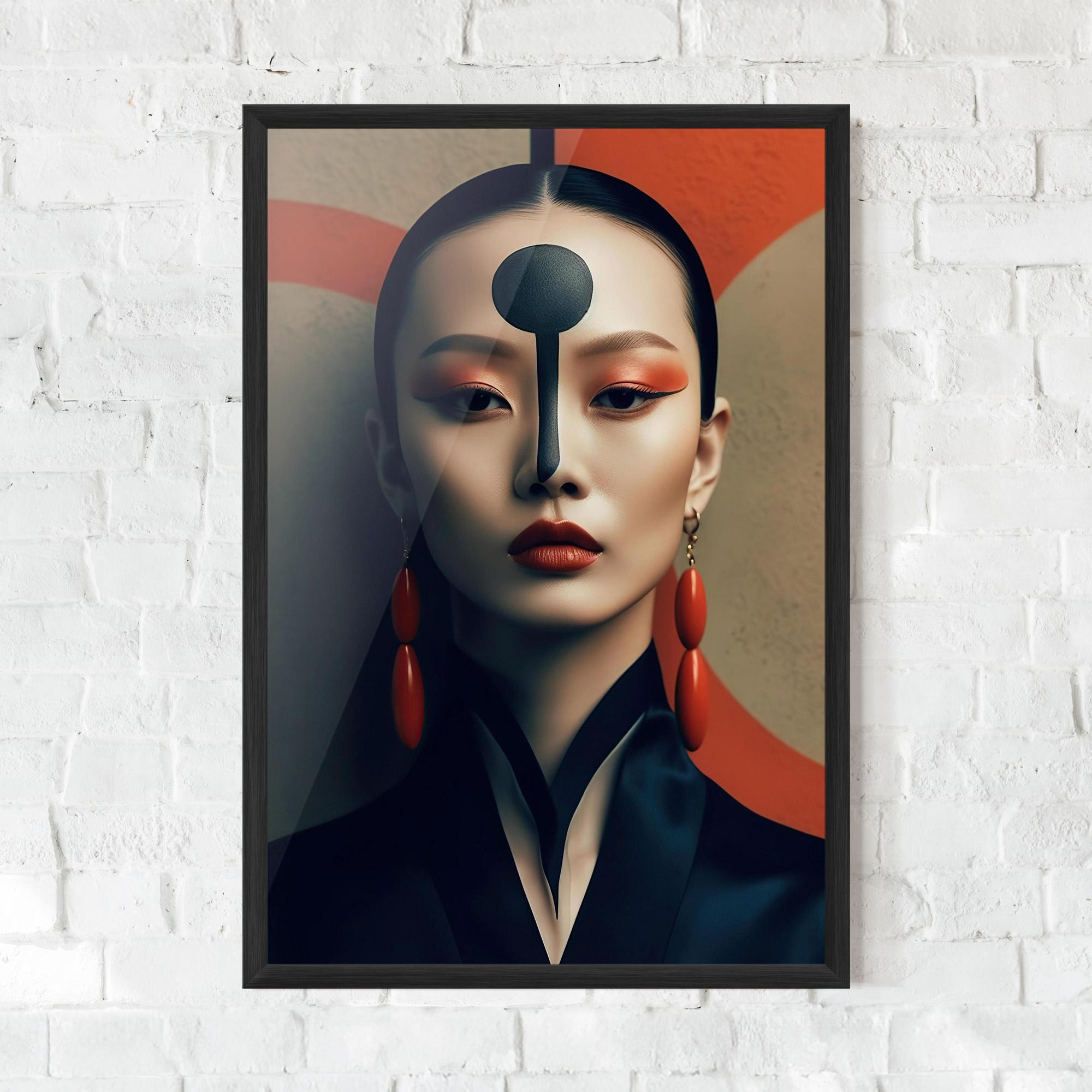 Keretezett Poszter Black Circle Asian Woman mockup 0