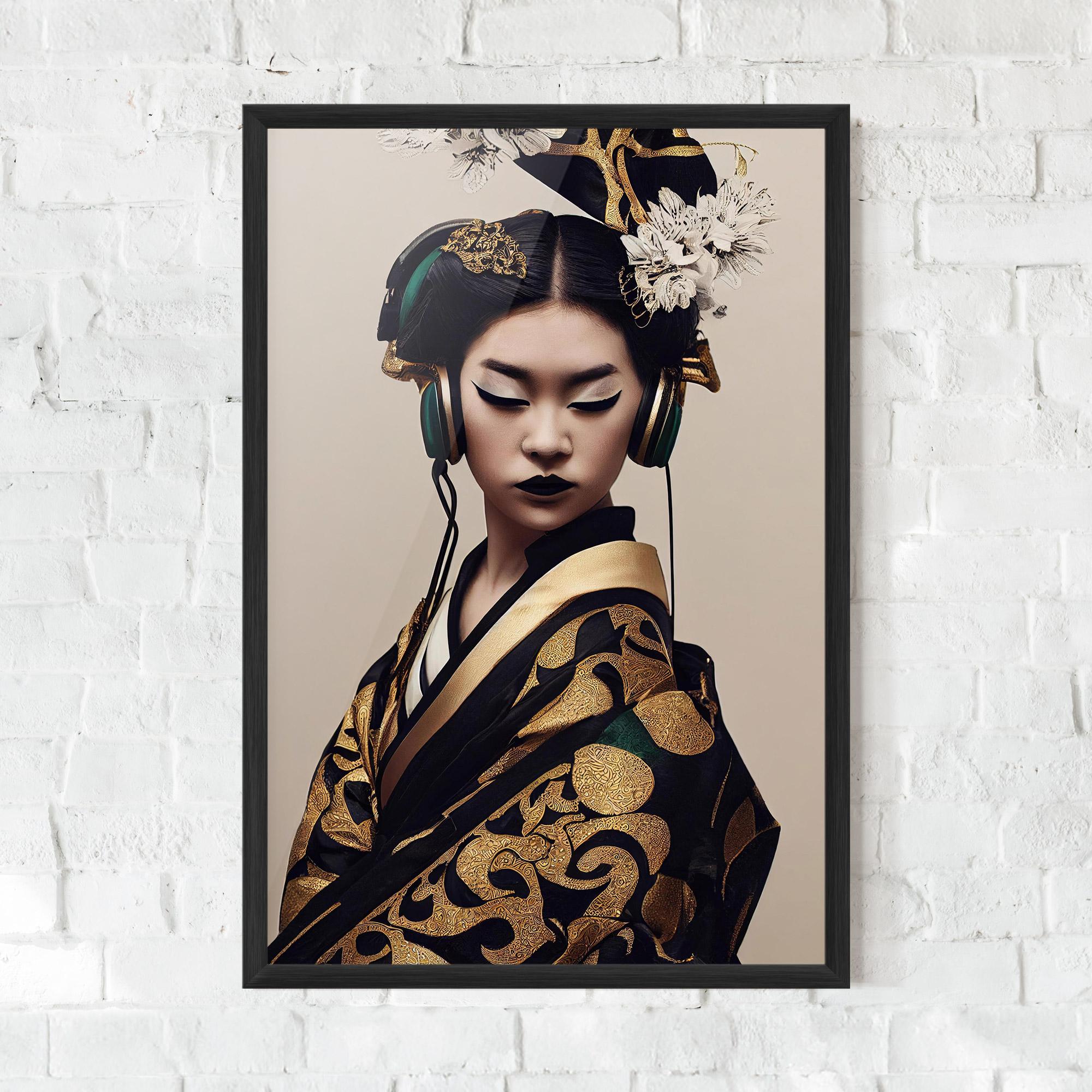 Keretezett Poszter Kimono Headphones mockup 0