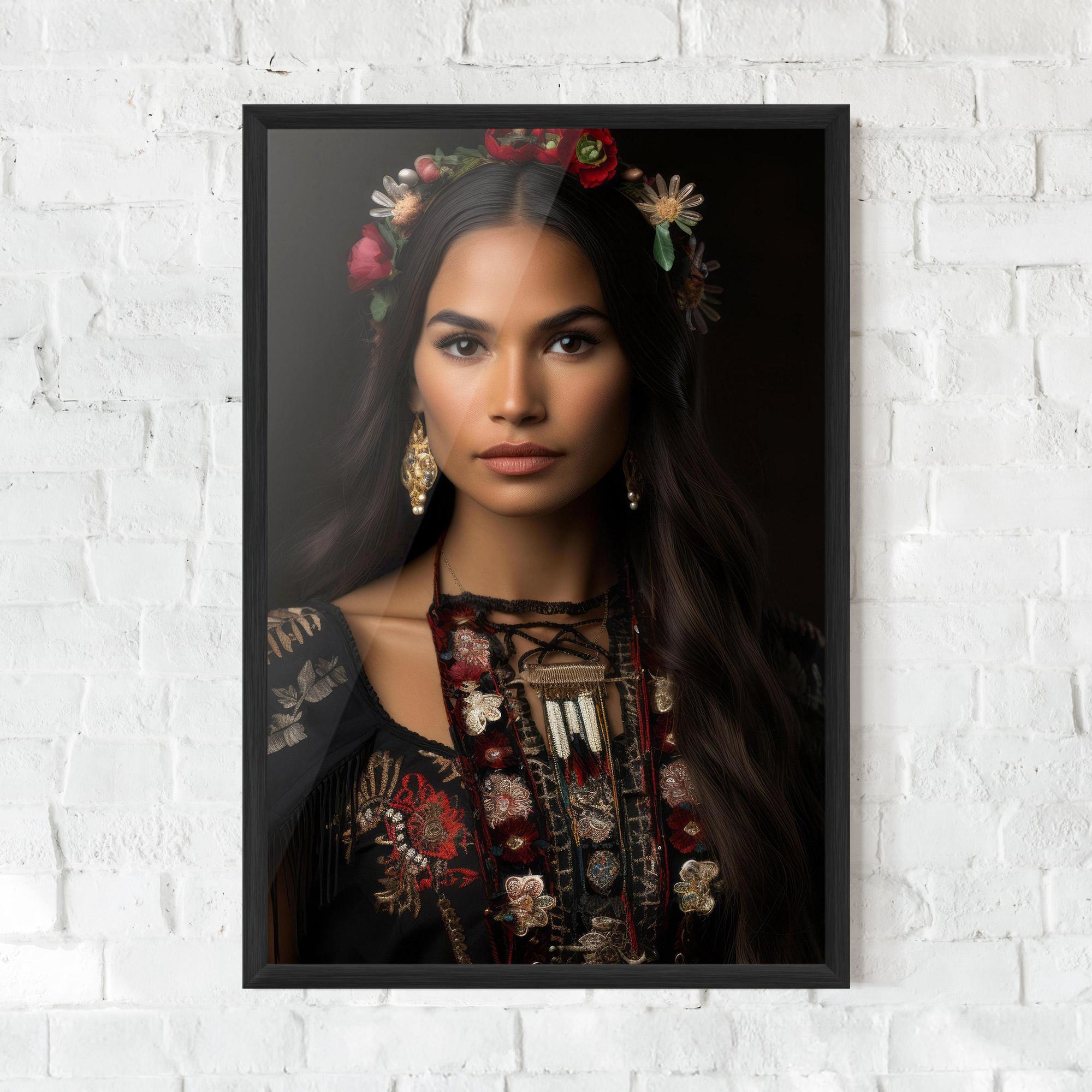 Keretezett Poszter Native American Long Hair mockup 0