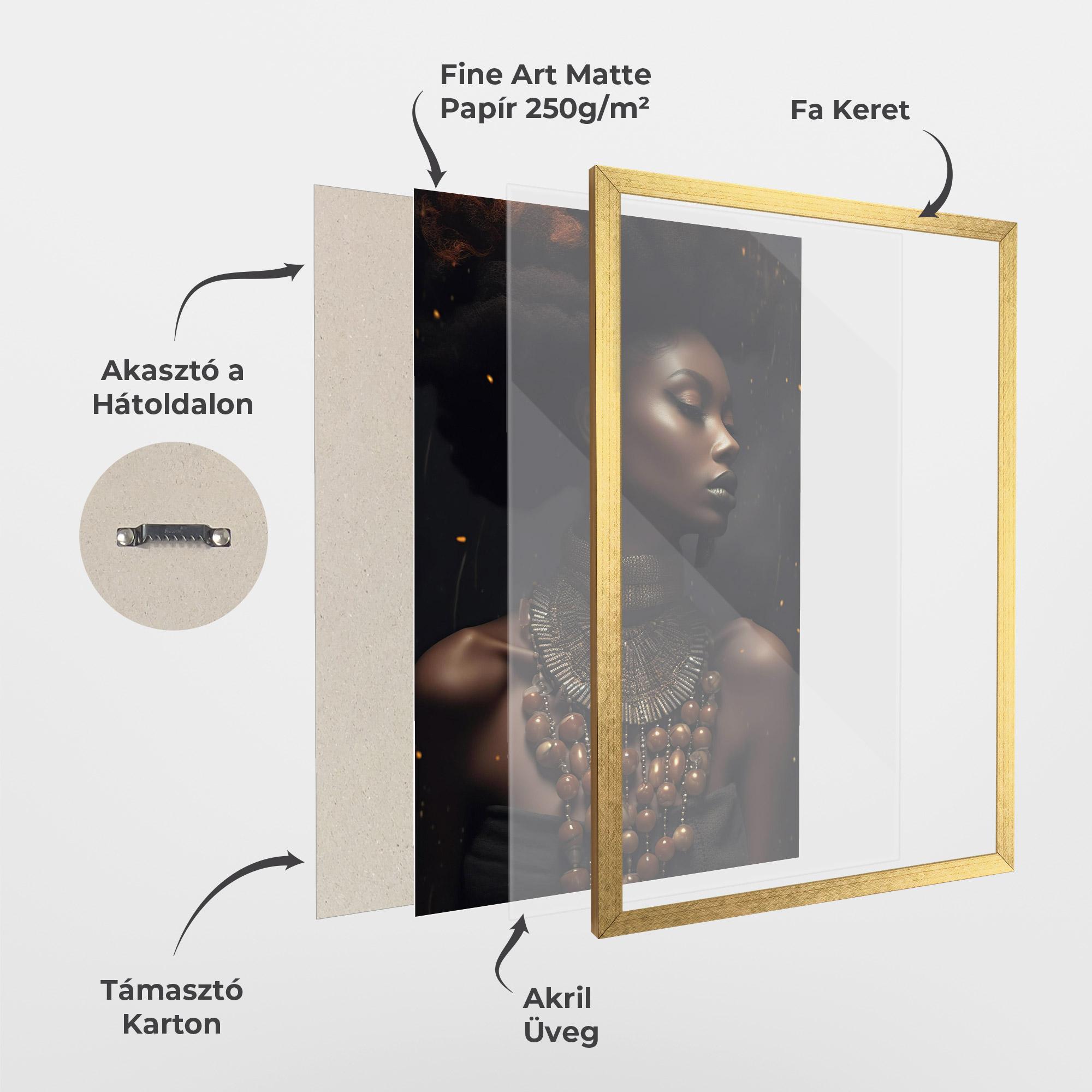 Keretezett Poszter African Orange Necklace mockup 1