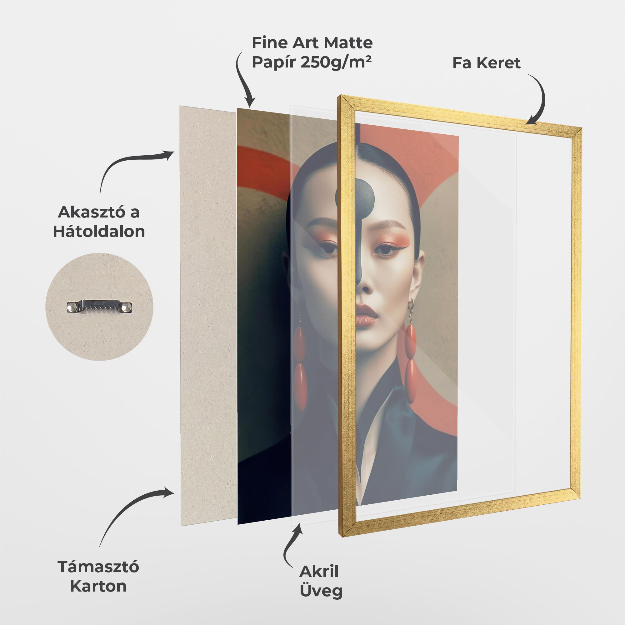 Keretezett Poszter Black Circle Asian Woman mockup 1
