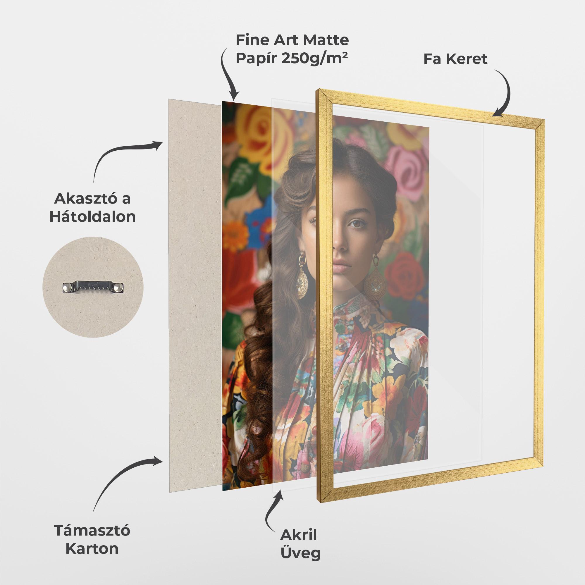 Keretezett Poszter Floral Dress Long Hair mockup 1