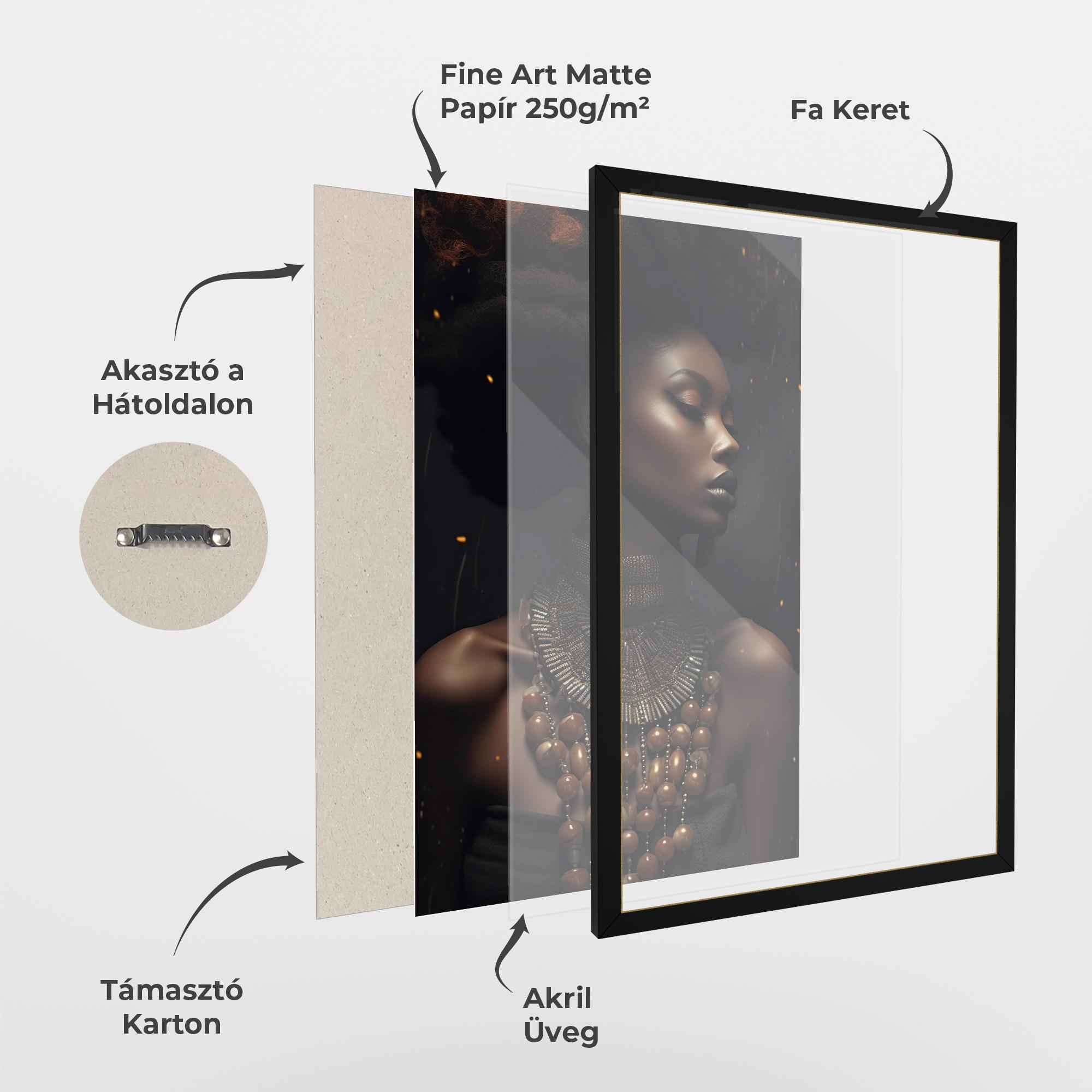 Keretezett Poszter African Orange Necklace mockup 1