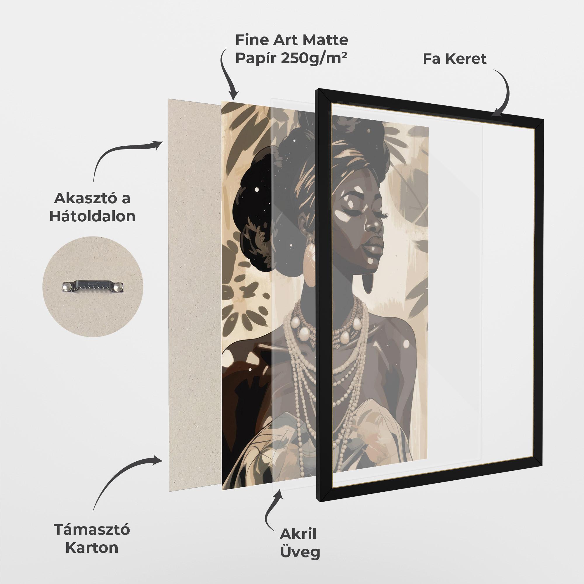 Keretezett Poszter African Woman On Cream mockup 1