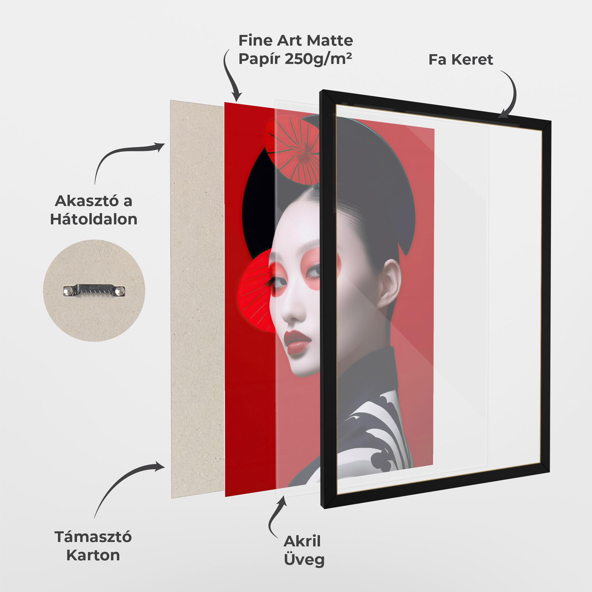 Keretezett Poszter Asiatic Red Makeup mockup 1