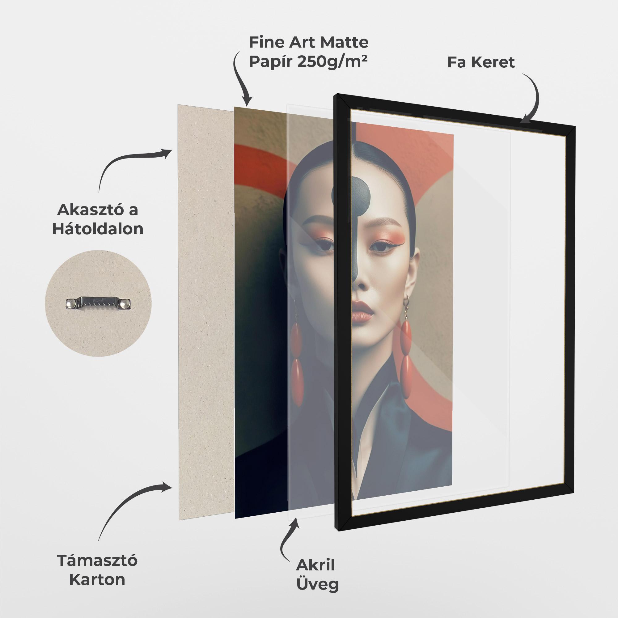 Keretezett Poszter Black Circle Asian Woman mockup 1