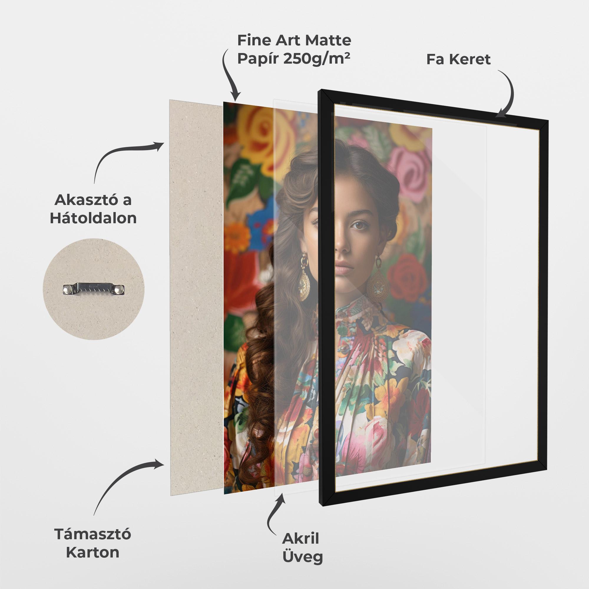 Keretezett Poszter Floral Dress Long Hair mockup 1