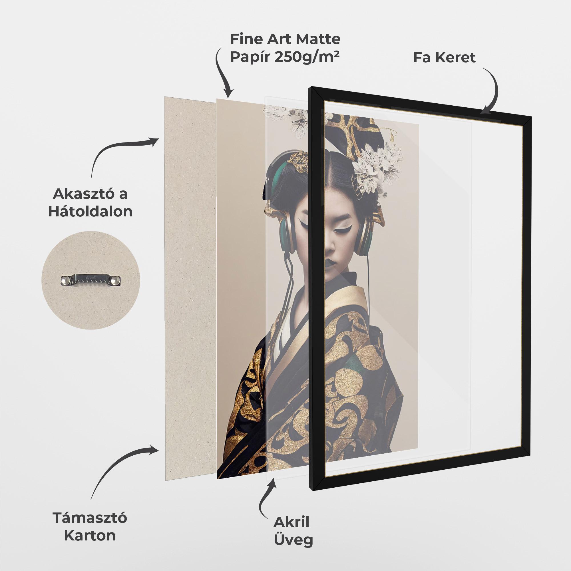 Keretezett Poszter Kimono Headphones mockup 1