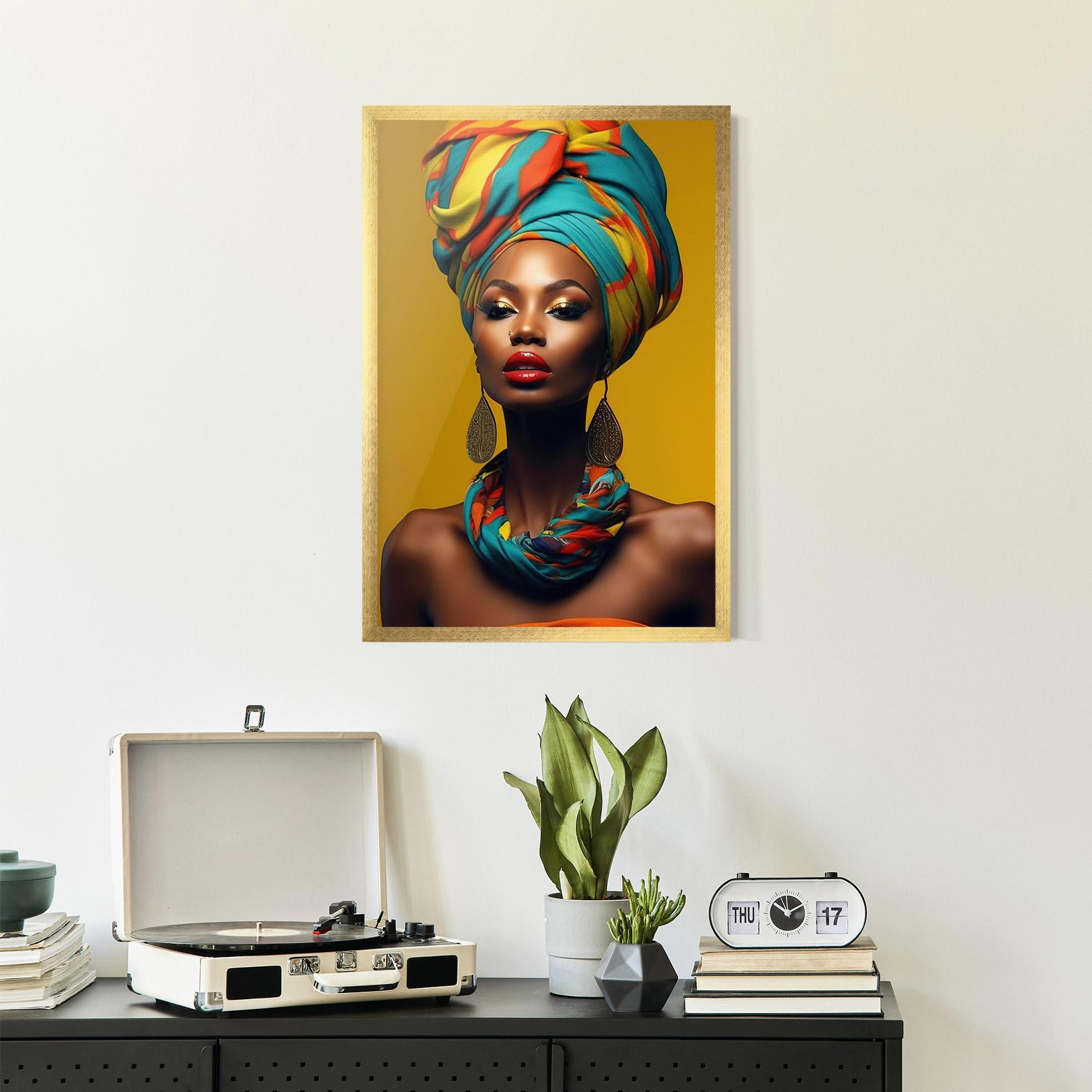 Keretezett Poszter African Yellow Portrait mockup 2