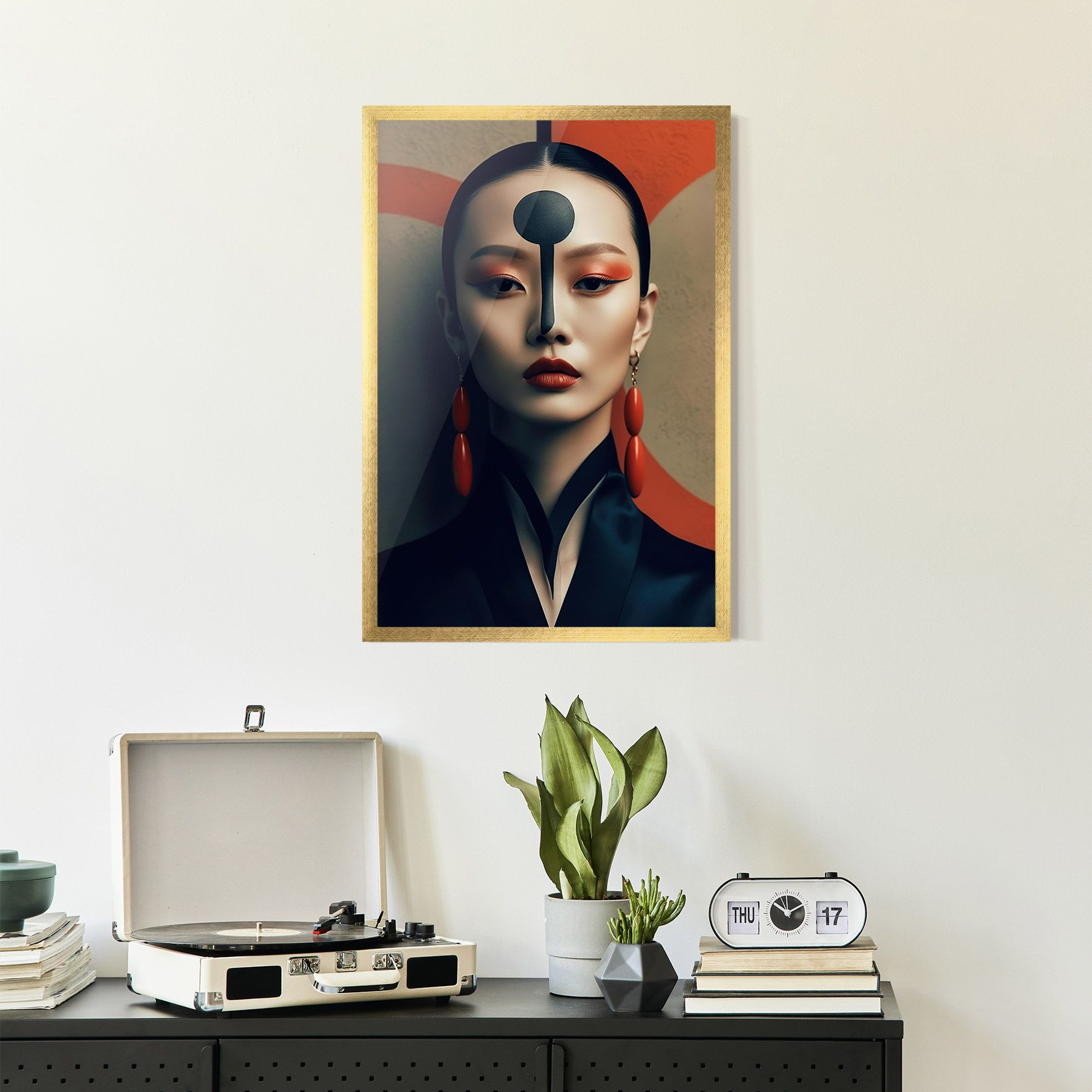 Black Circle Asian Woman mockup 2