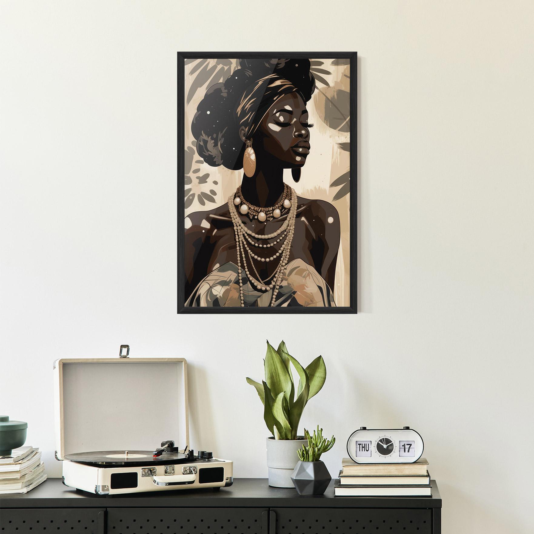 Keretezett Poszter African Woman On Cream mockup 2