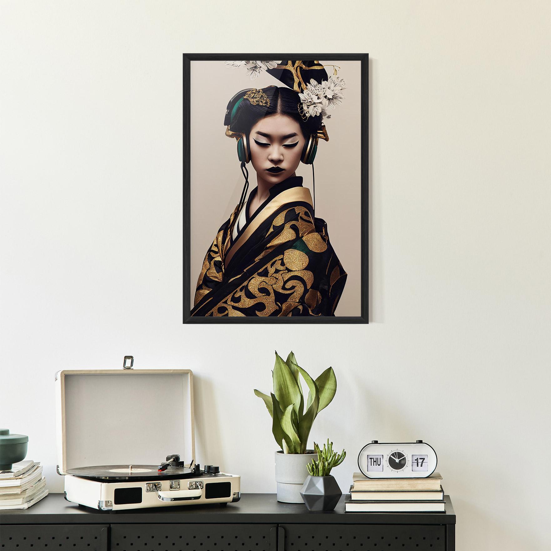 Keretezett Poszter Kimono Headphones mockup 2