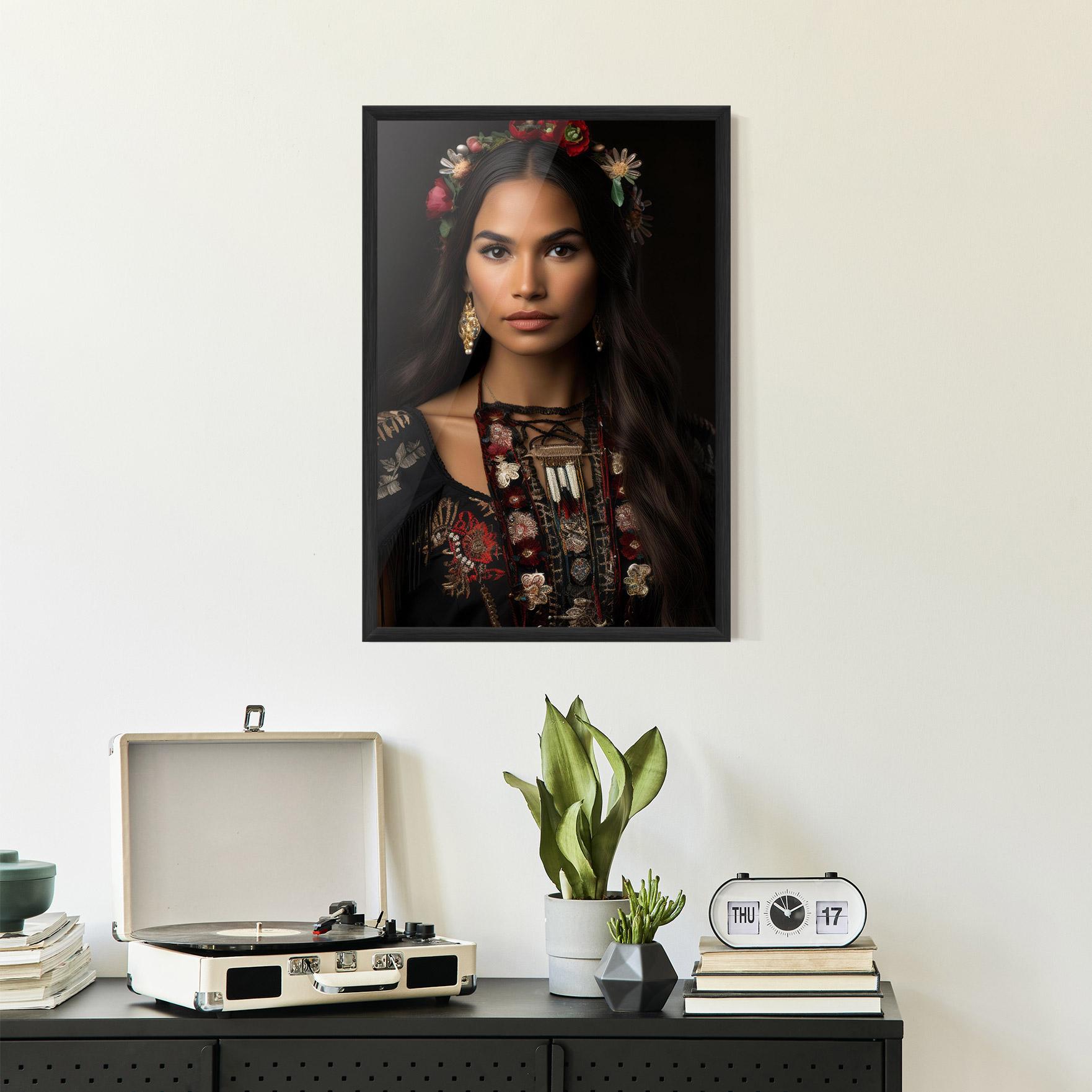 Keretezett Poszter Native American Long Hair mockup 2