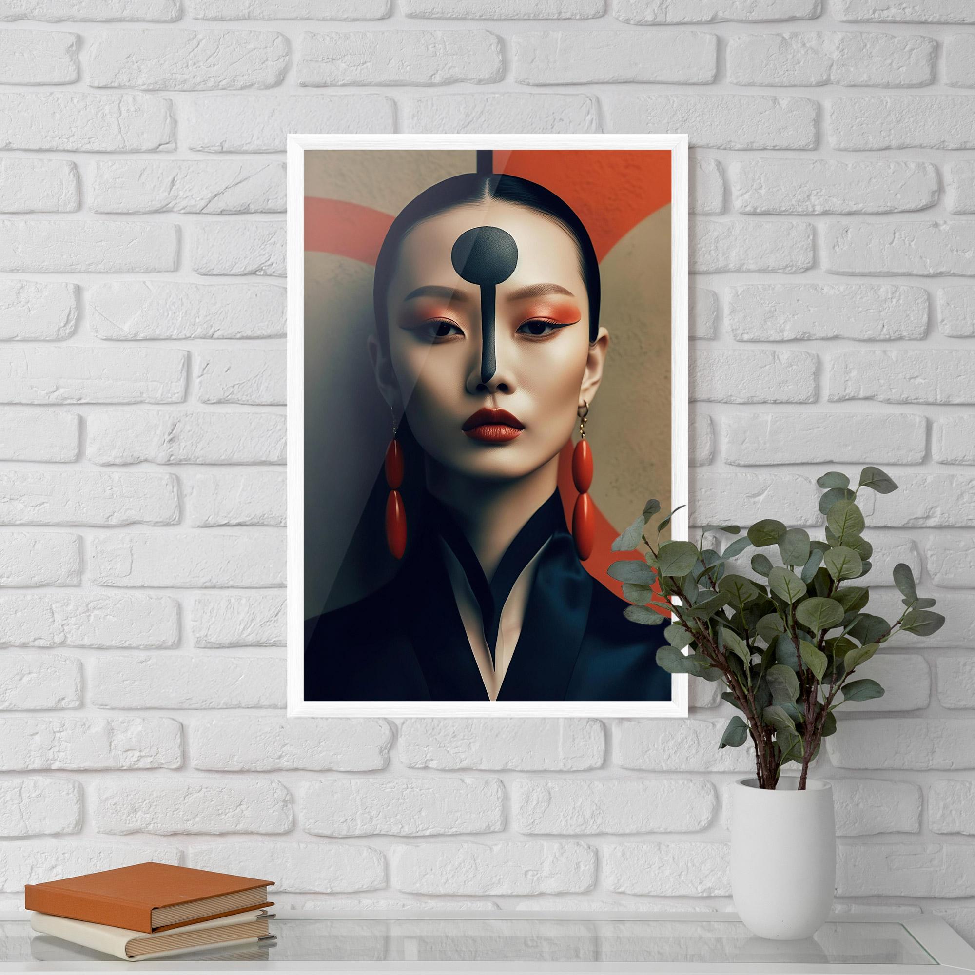 Keretezett Poszter Black Circle Asian Woman mockup 5