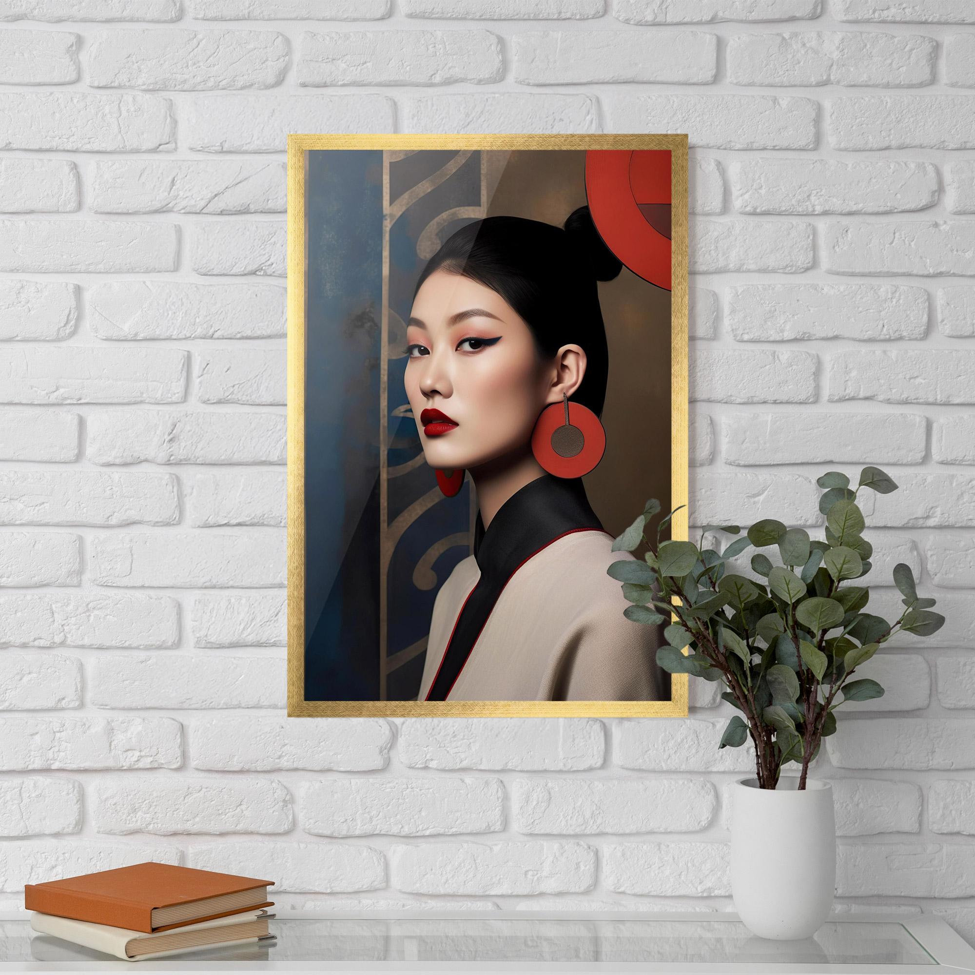 Keretezett Poszter Asian Big Earrings mockup 5