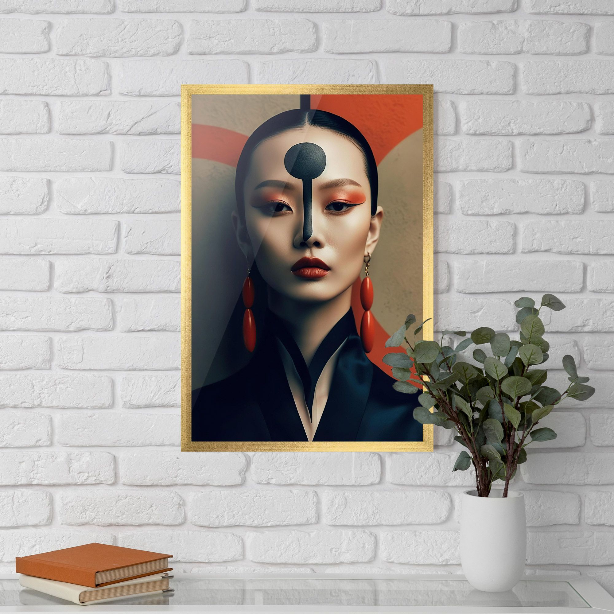 Black Circle Asian Woman mockup 5