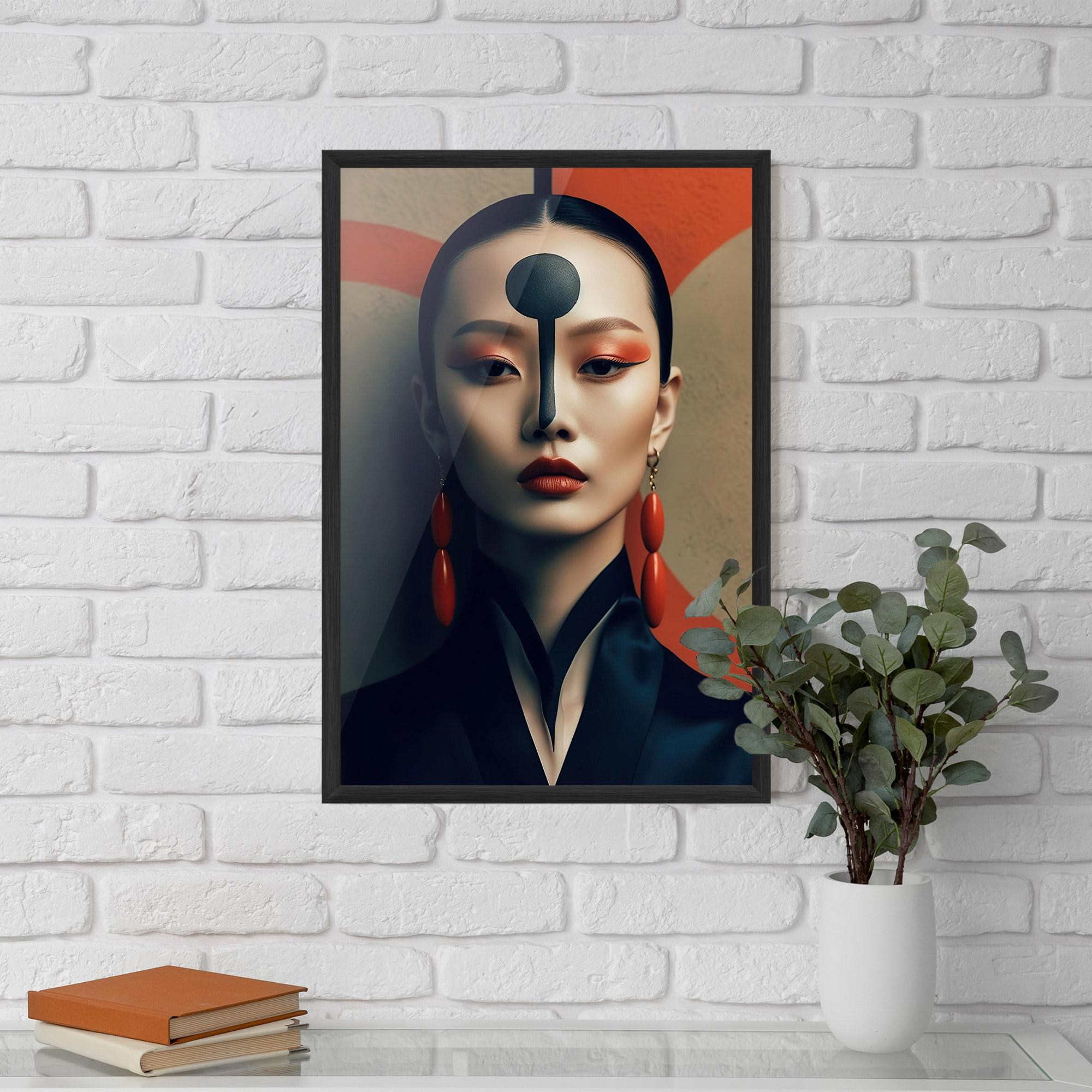 Keretezett Poszter Black Circle Asian Woman mockup 5