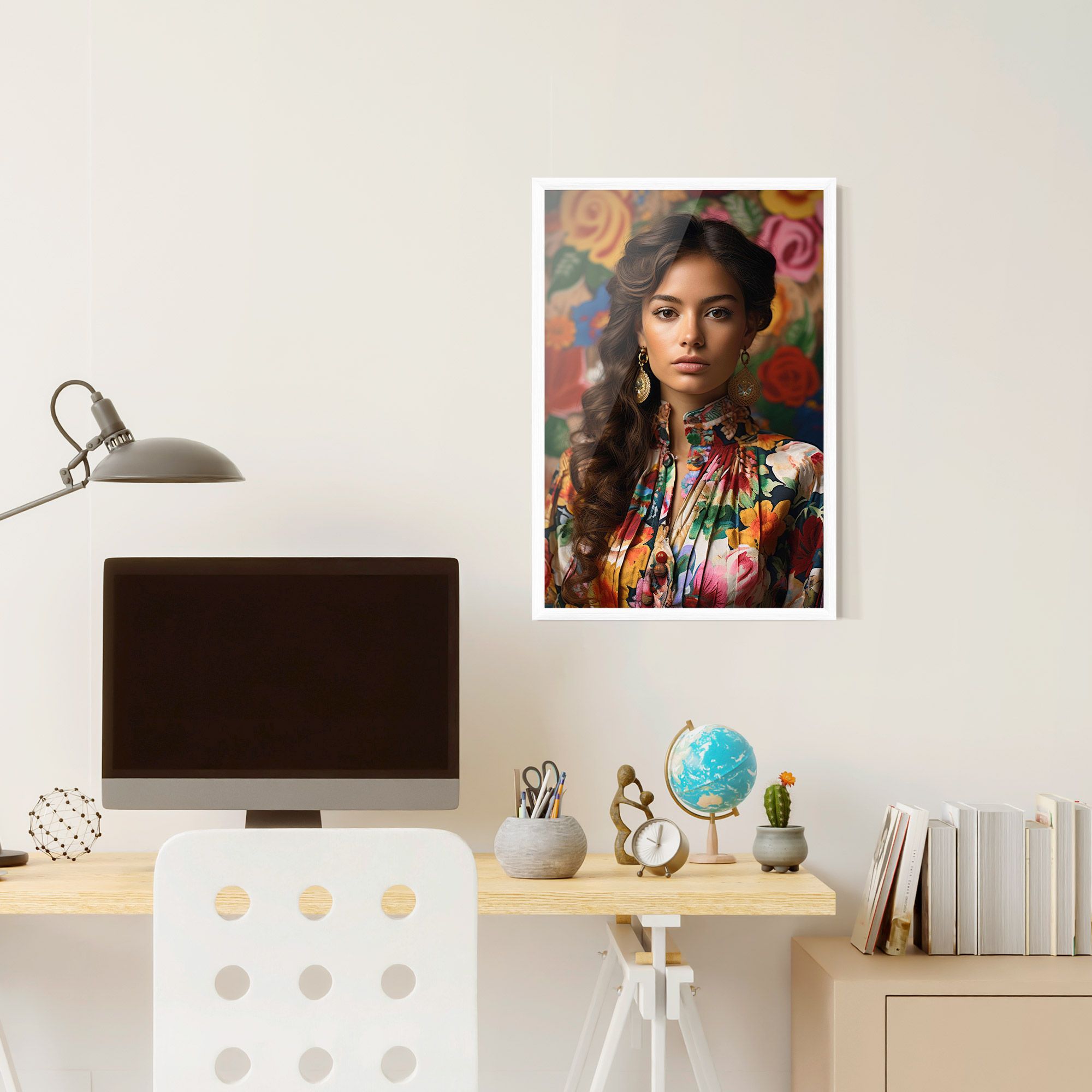 Floral Dress Long Hair mockup 6