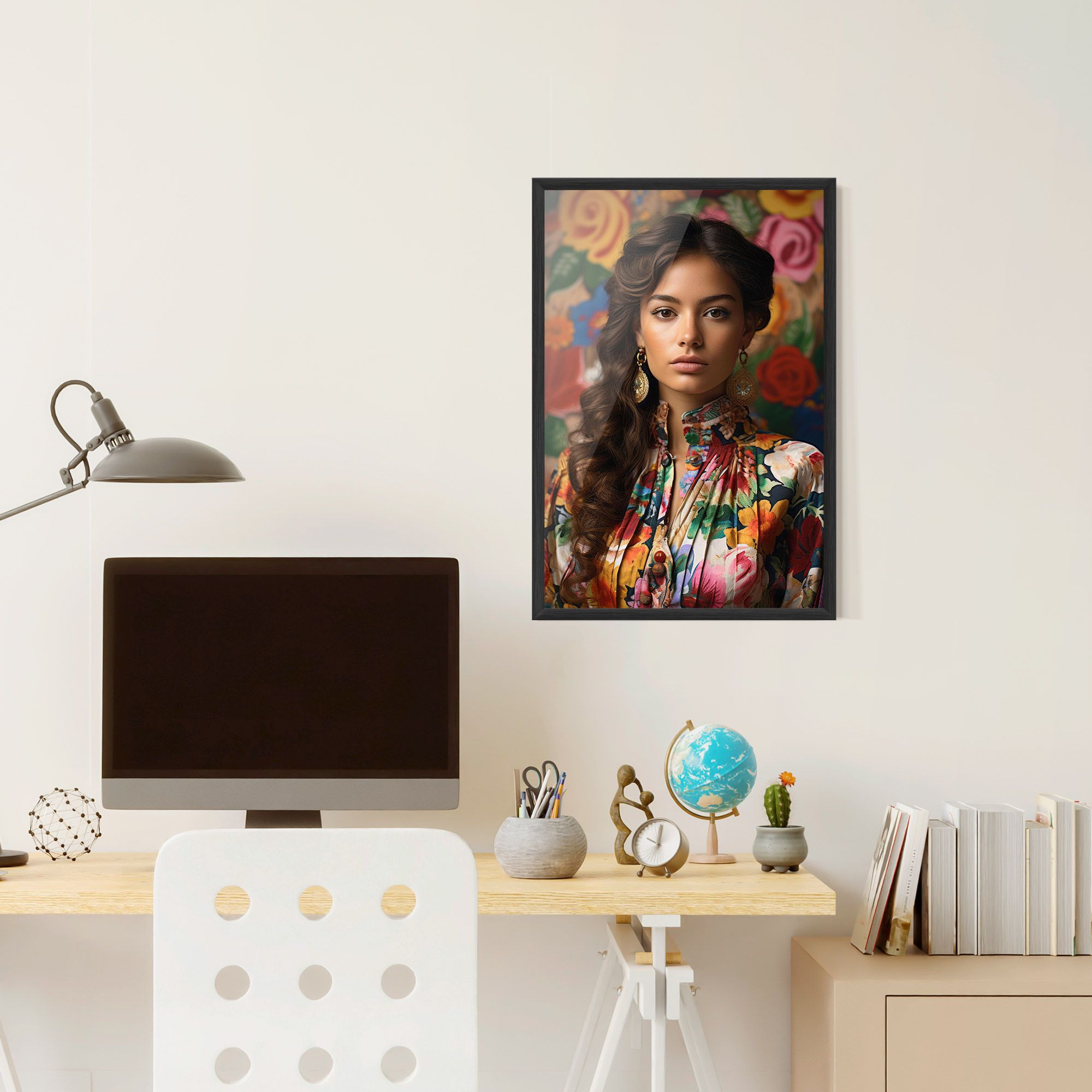 Floral Dress Long Hair mockup 6