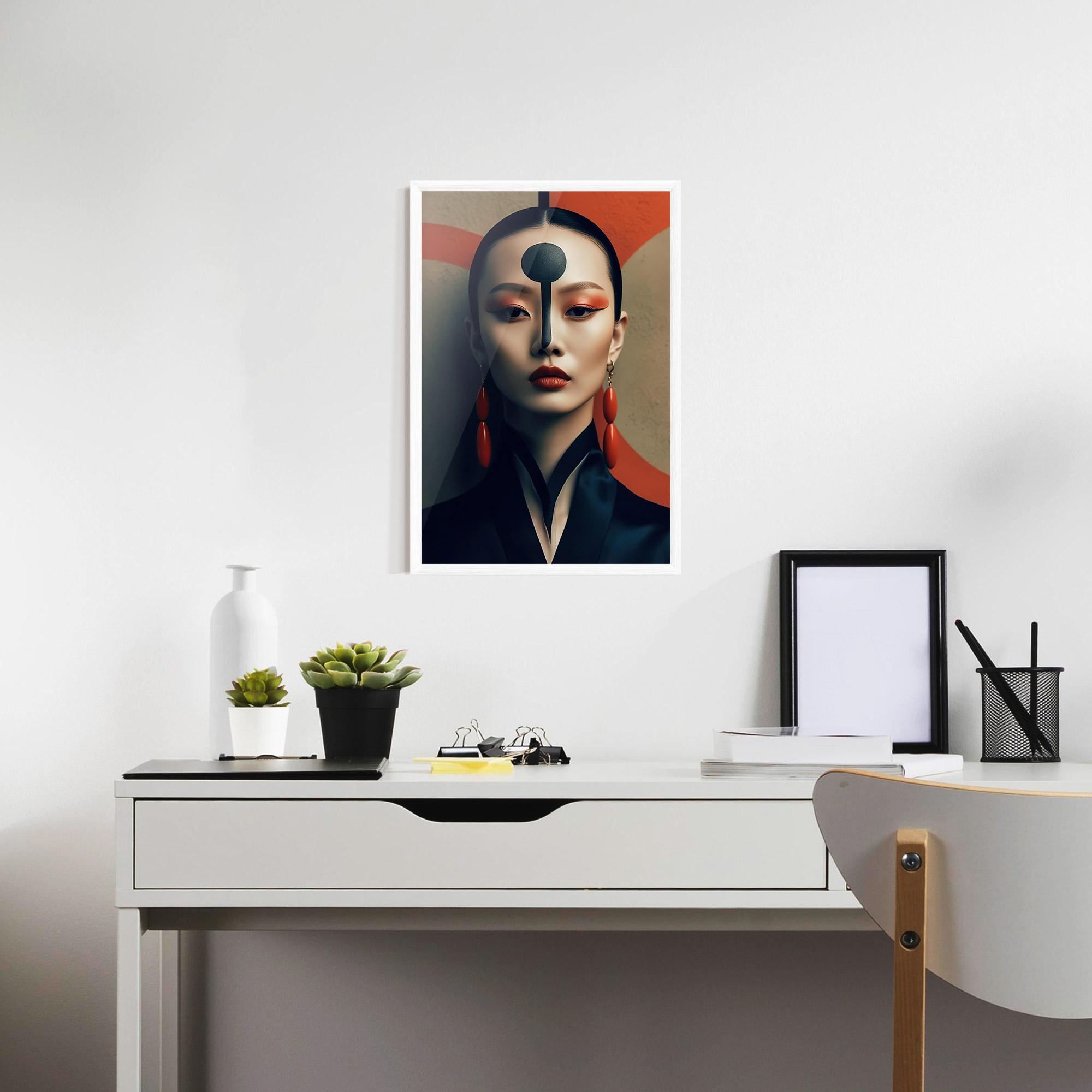 Keretezett Poszter Black Circle Asian Woman mockup 7