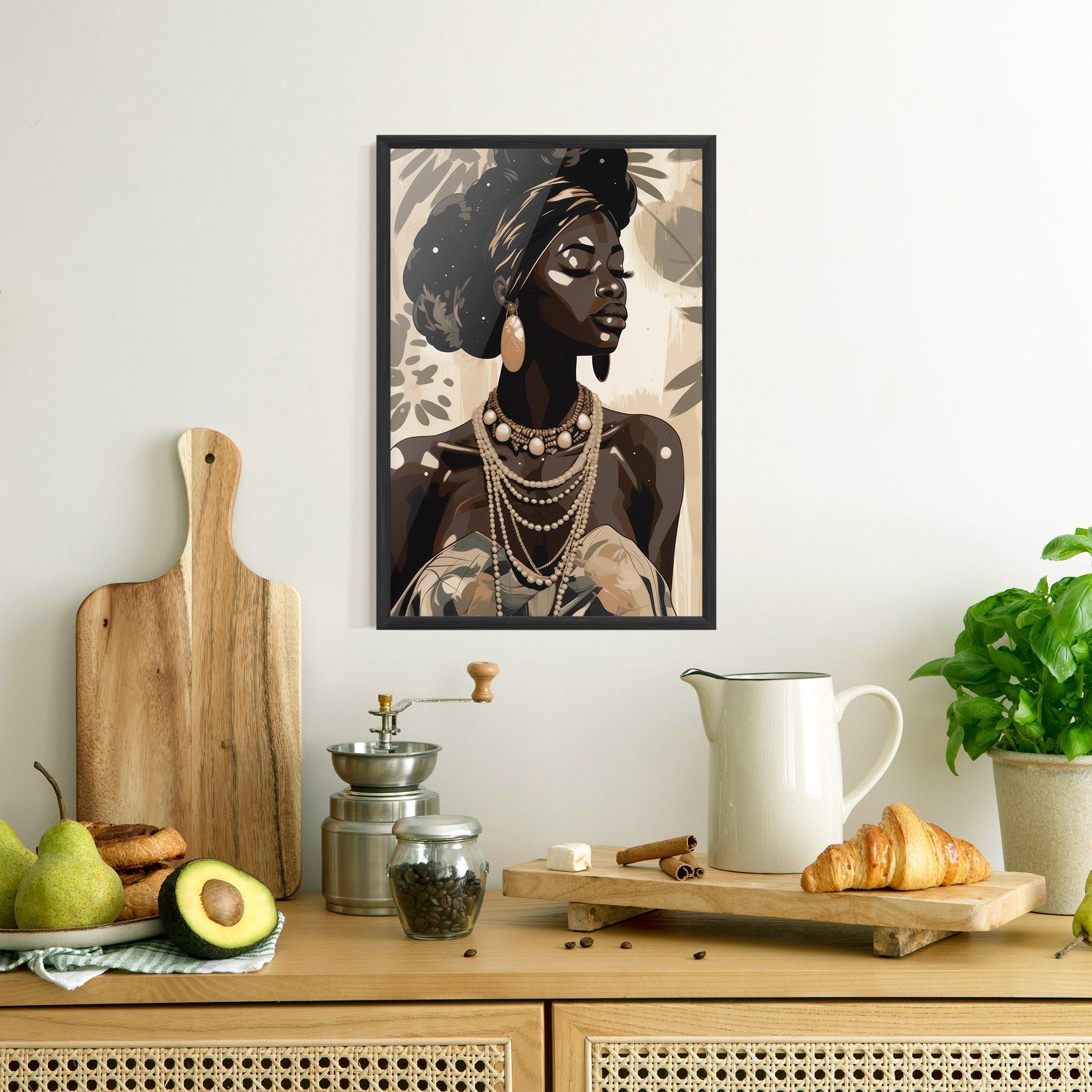 Keretezett Poszter African Woman On Cream mockup 8