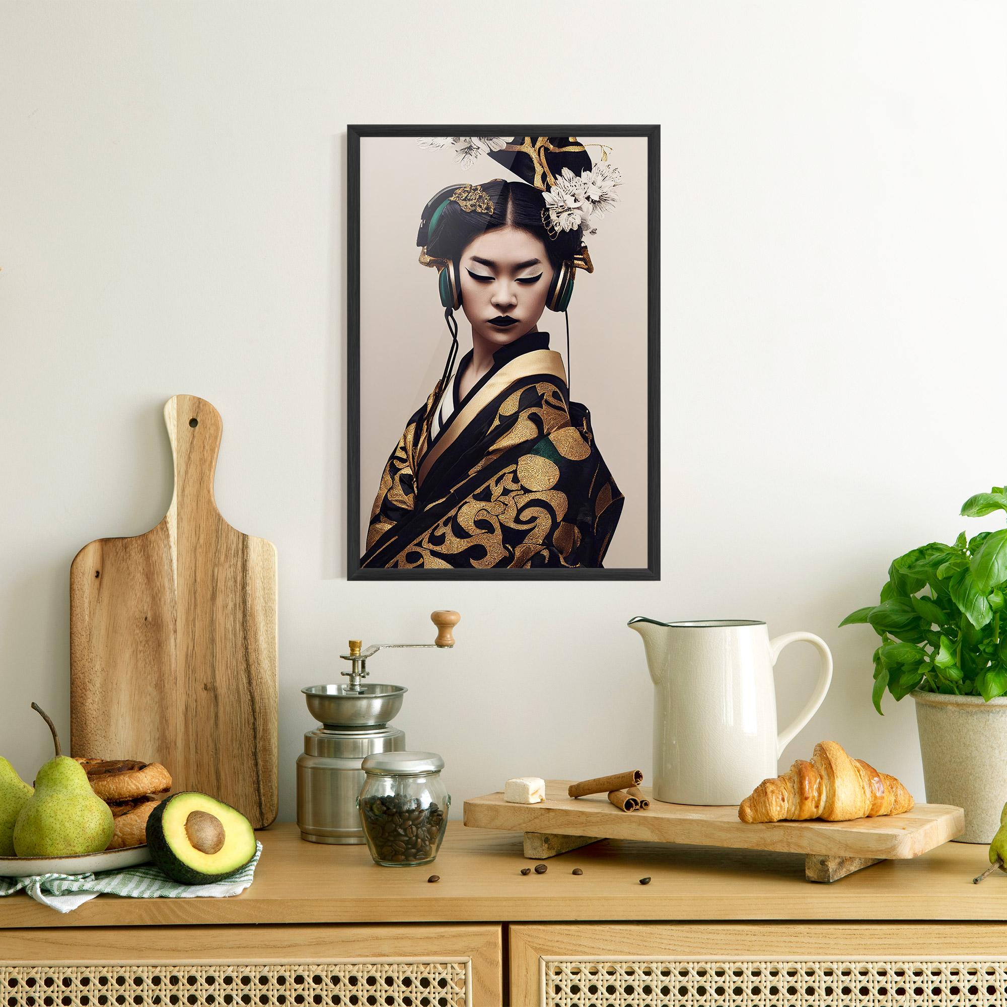 Keretezett Poszter Kimono Headphones mockup 8