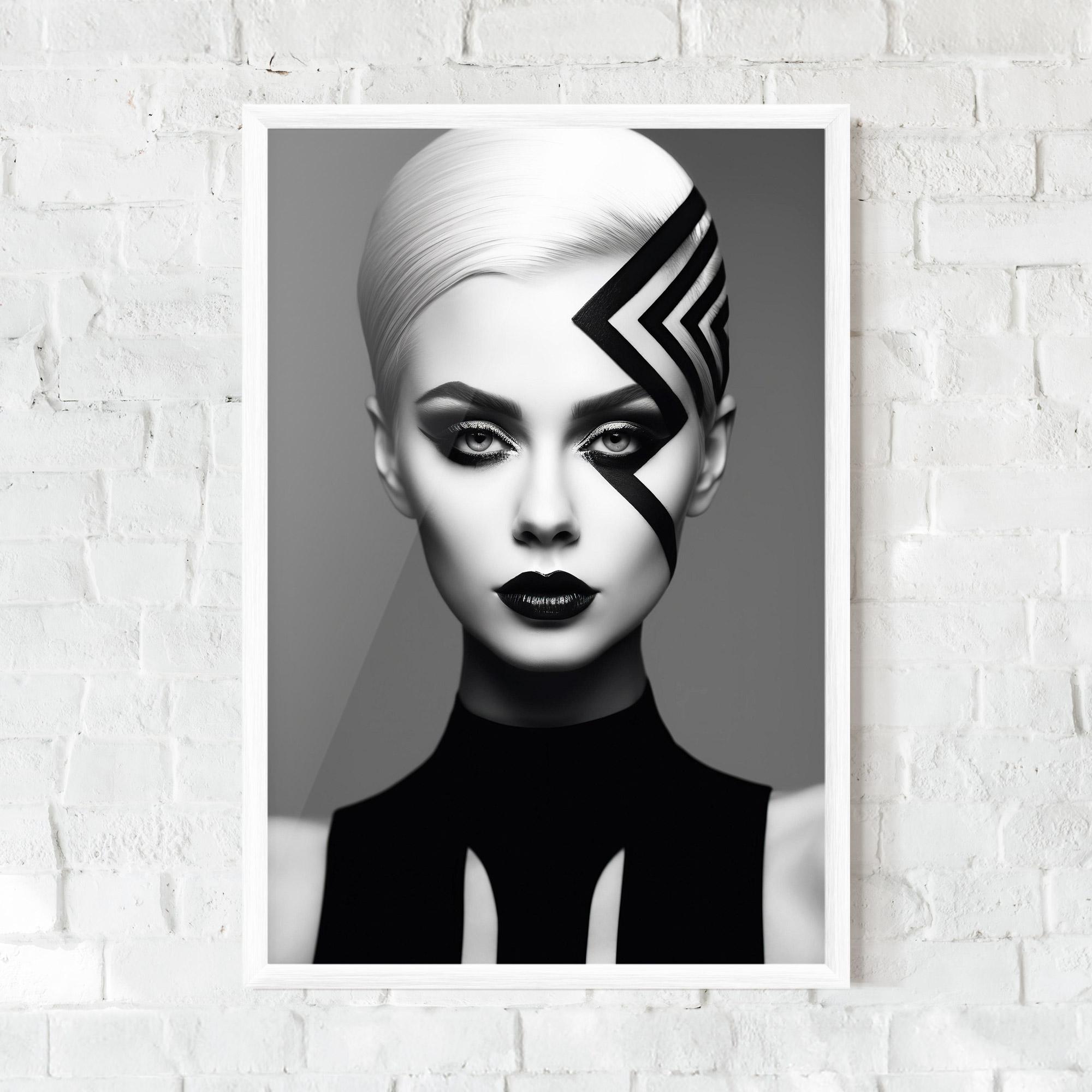 Keretezett Poszter Black Lines On Face mockup 0