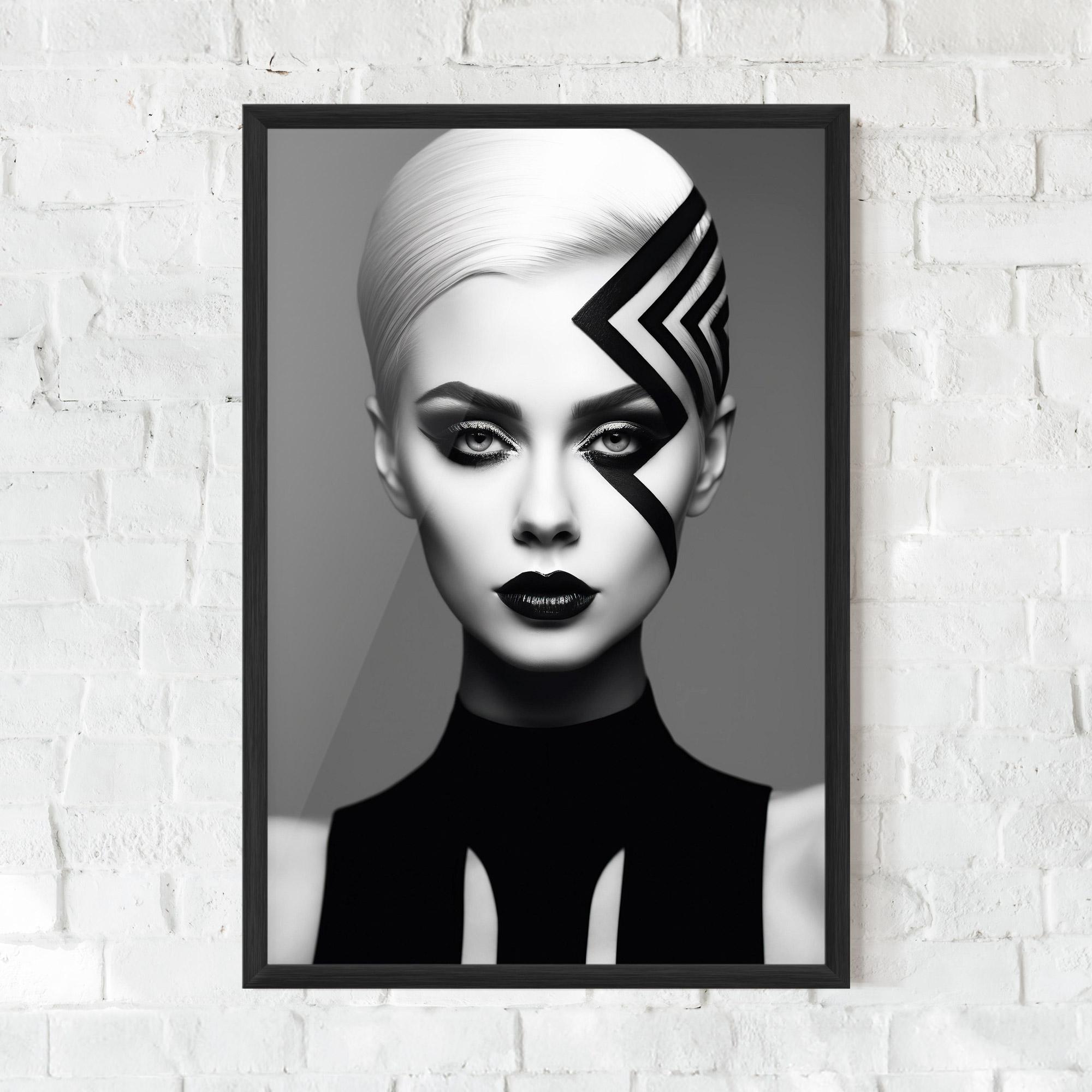 Keretezett Poszter Black Lines On Face mockup 0