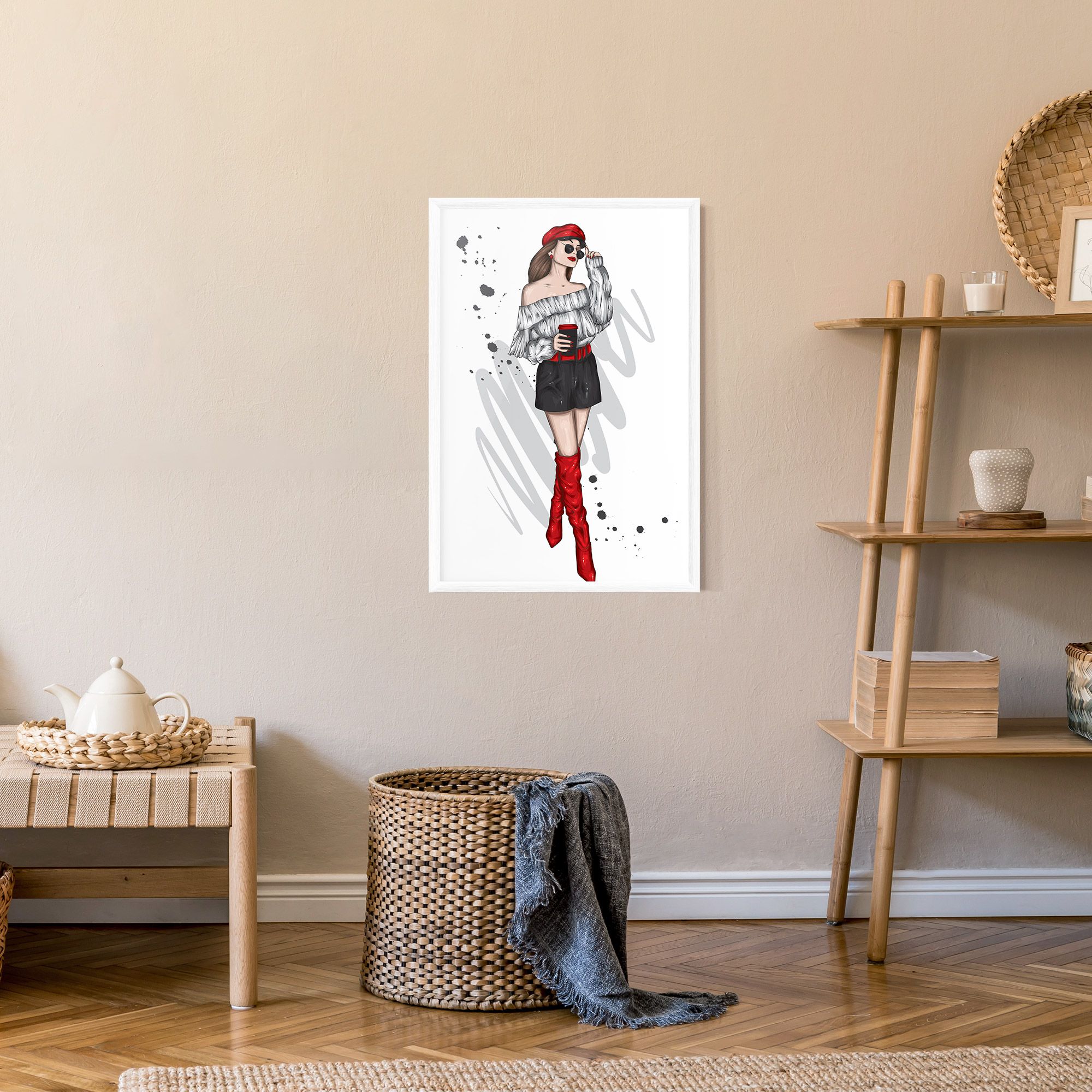 Red Tall Boots Woman mockup 9