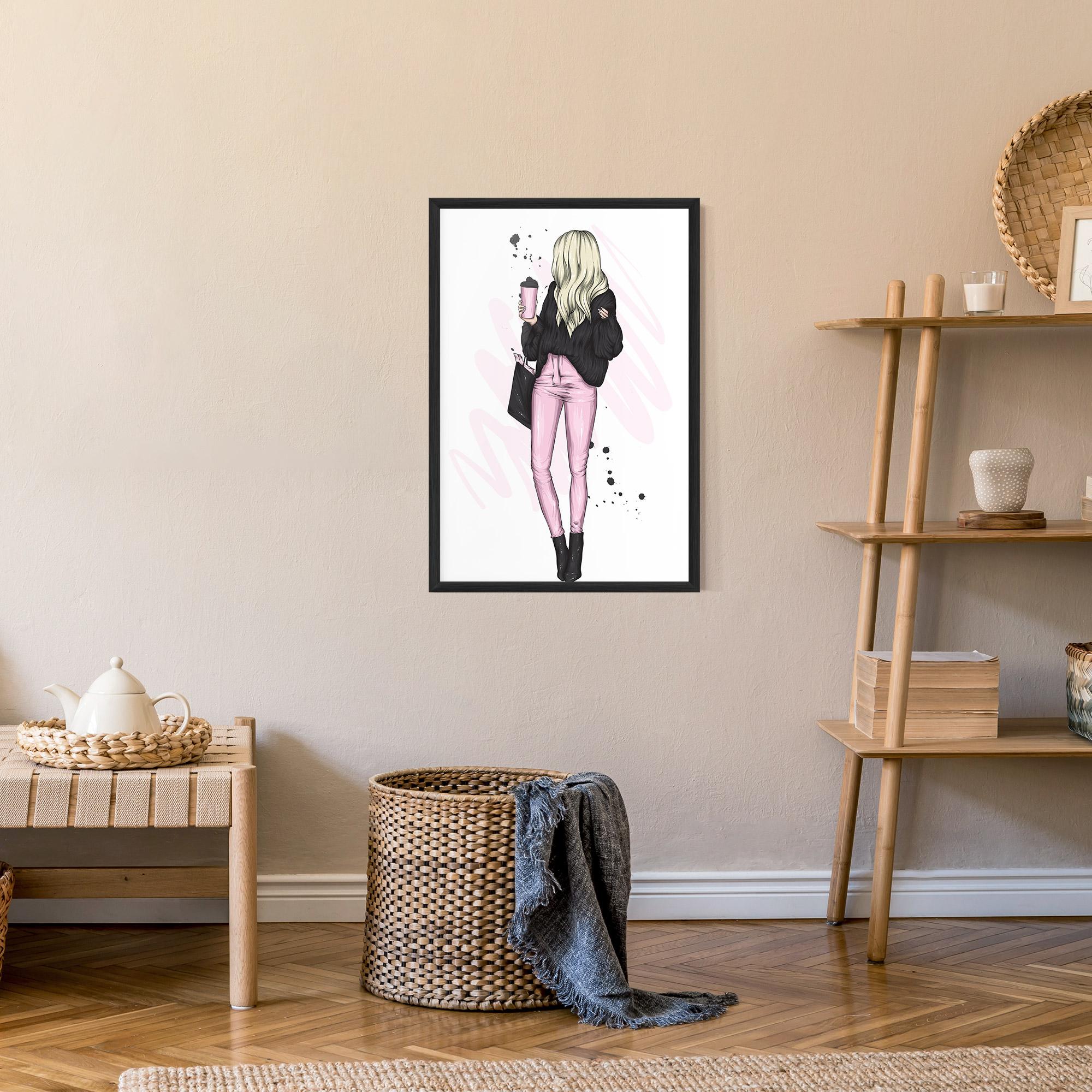 Keretezett Poszter Black Pink Outfit mockup 9