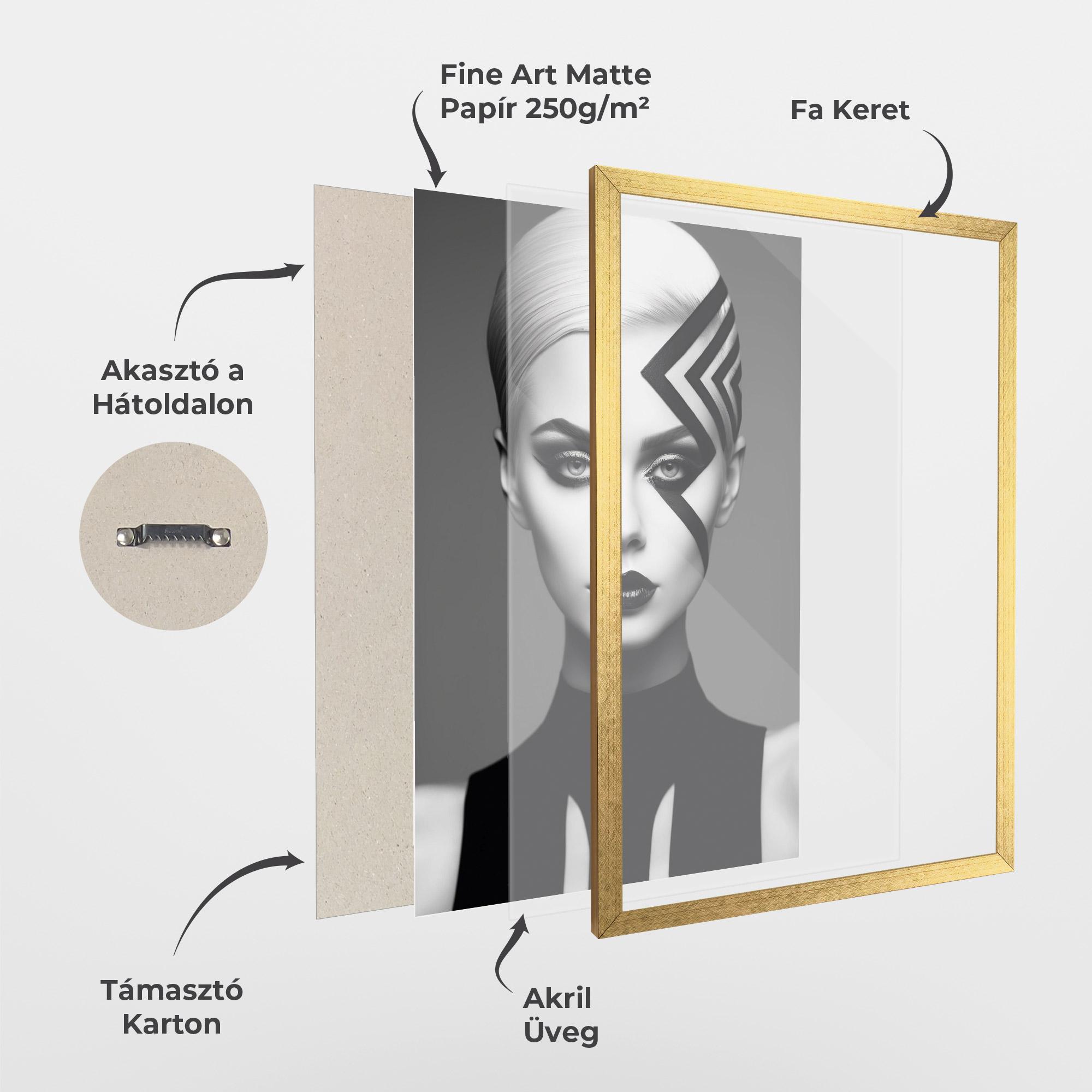 Keretezett Poszter Black Lines On Face mockup 1