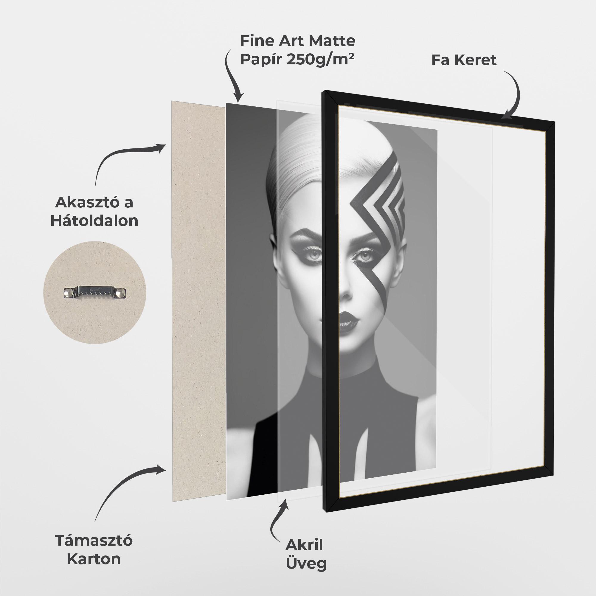 Keretezett Poszter Black Lines On Face mockup 1