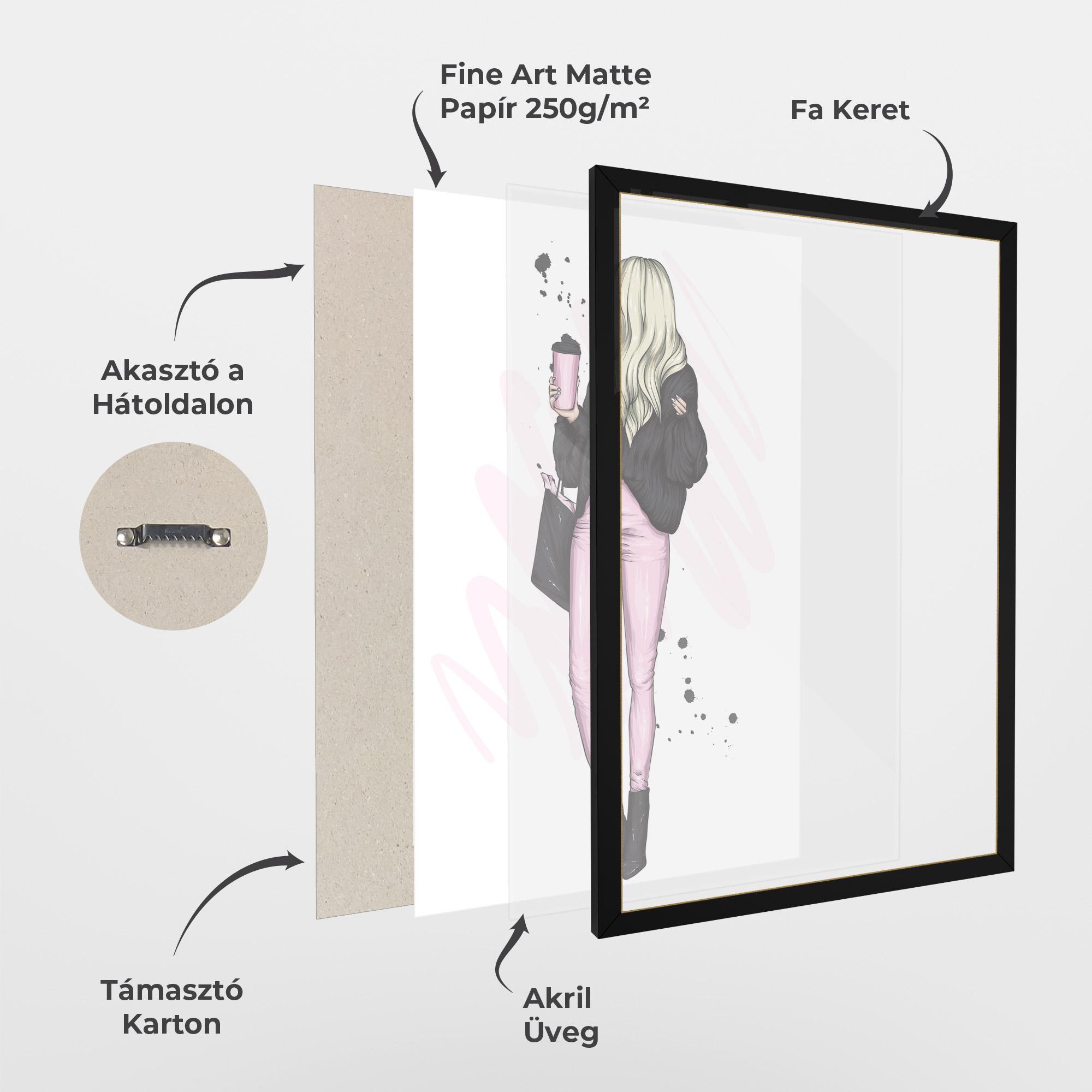 Keretezett Poszter Black Pink Outfit mockup 1