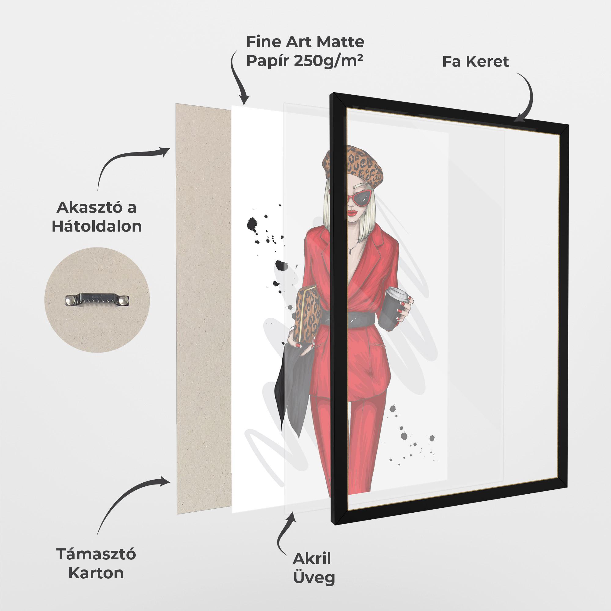 Keretezett Poszter Red Suit Woman mockup 1