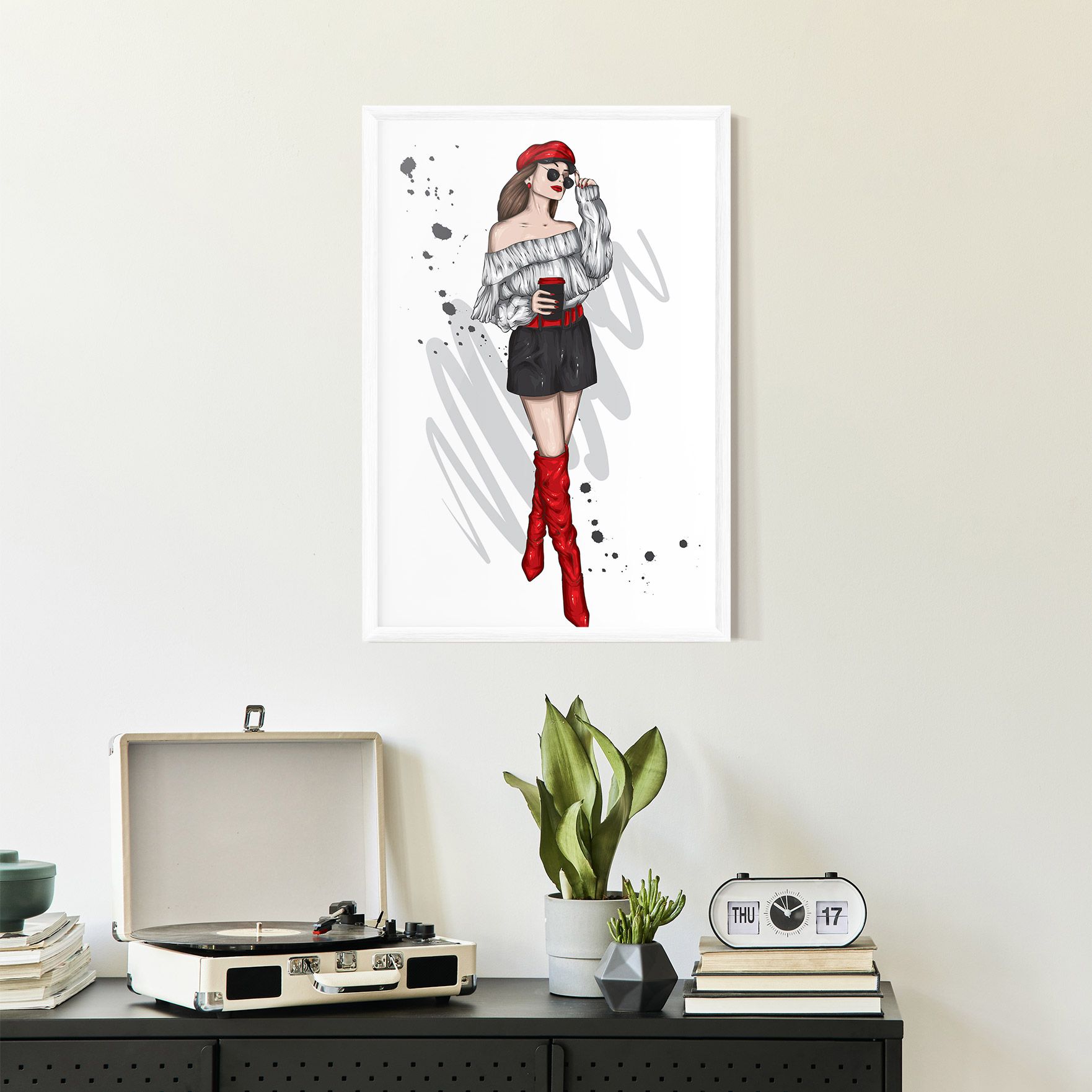 Red Tall Boots Woman mockup 2
