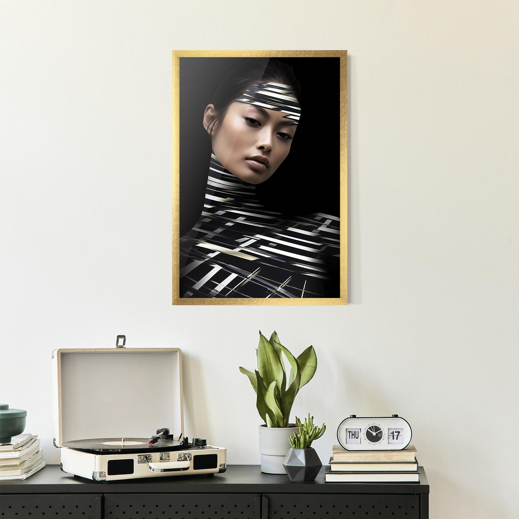 Keretezett Poszter Futuristic Make Up Woman mockup 2