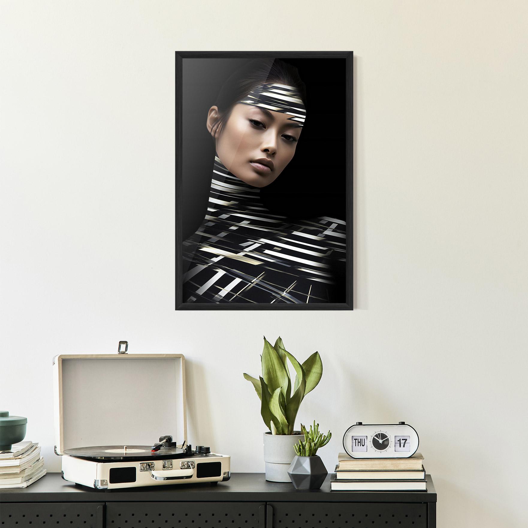 Keretezett Poszter Futuristic Make Up Woman mockup 2