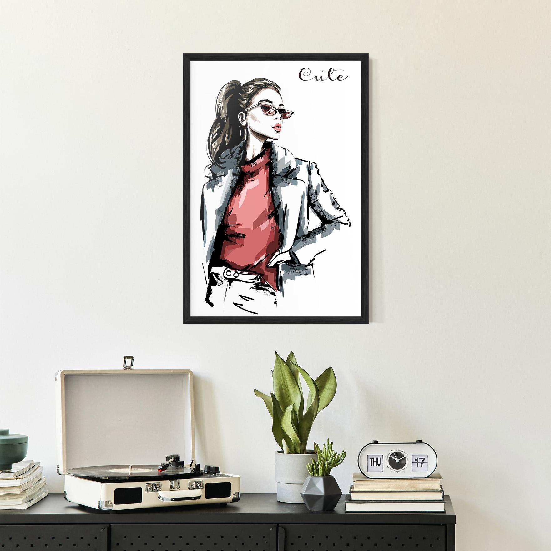 Keretezett Poszter Woman Feeling Cute mockup 2