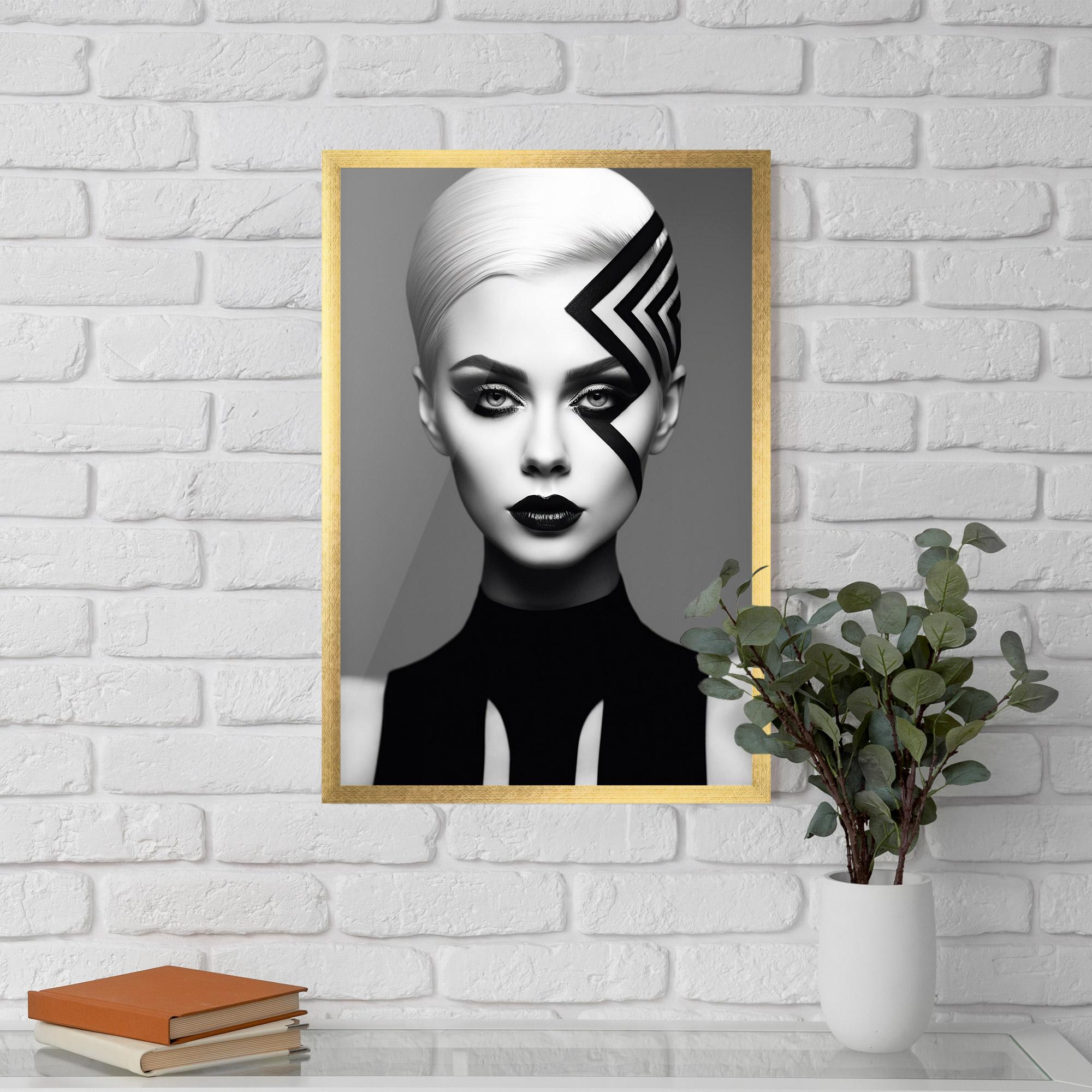 Keretezett Poszter Black Lines On Face mockup 5