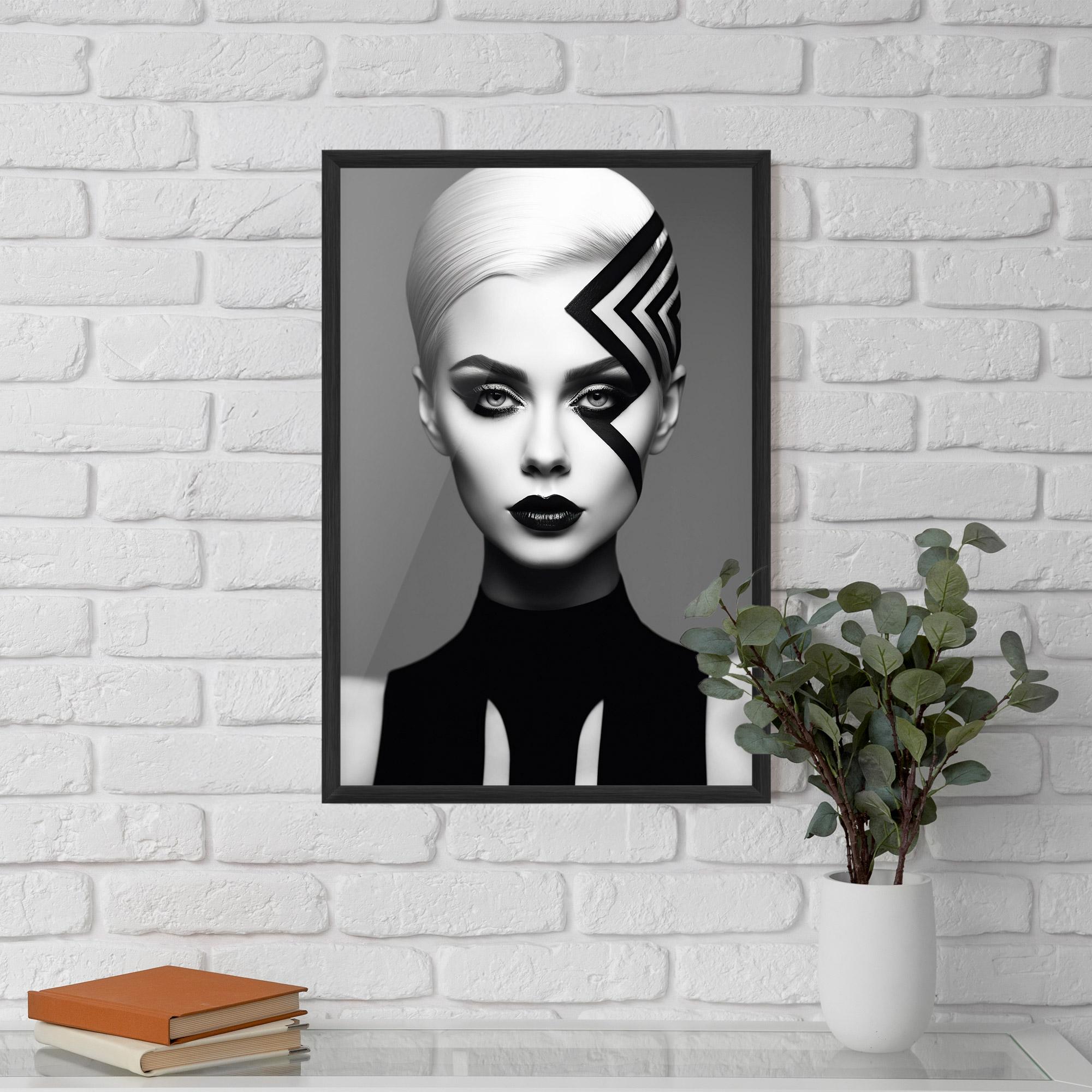 Keretezett Poszter Black Lines On Face mockup 5