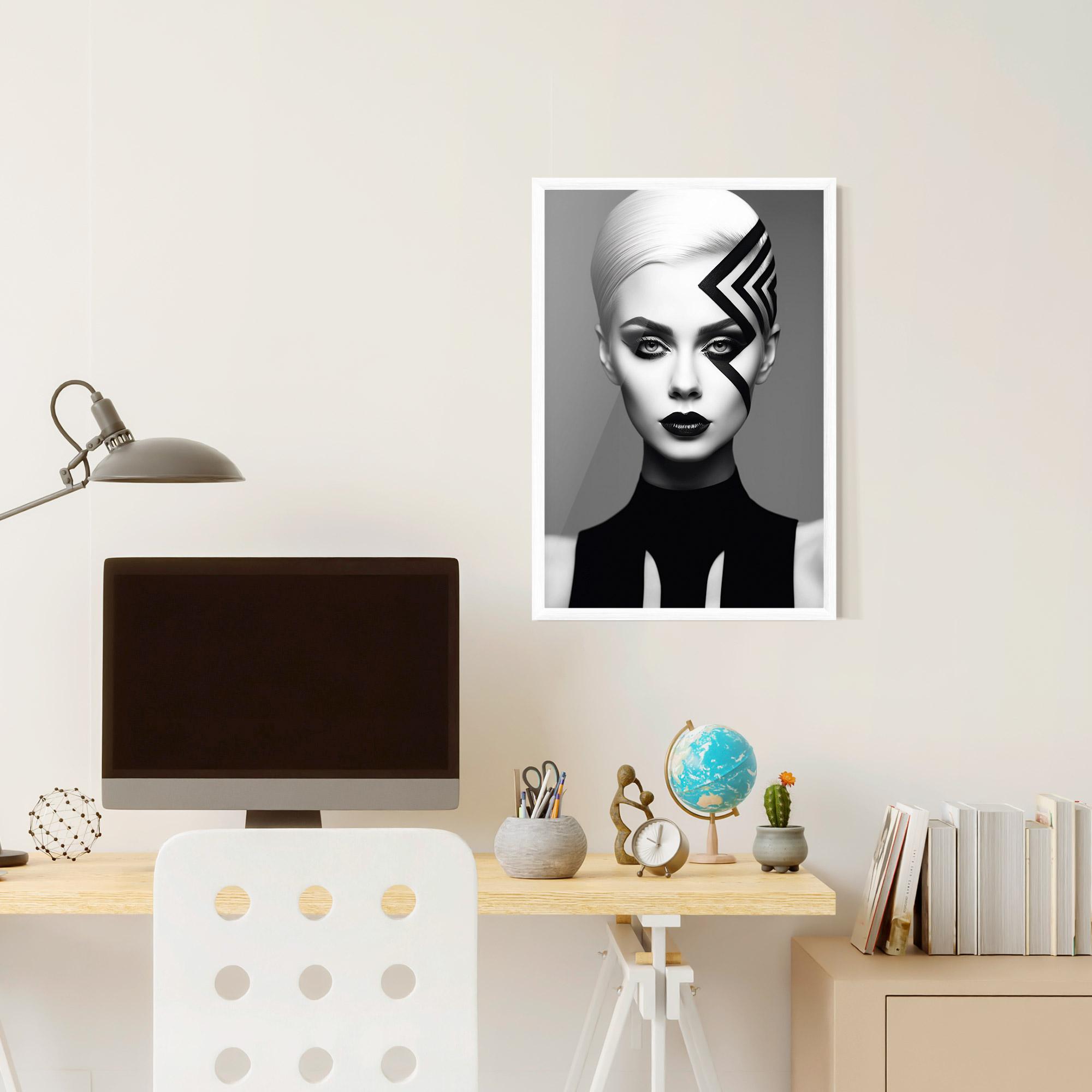 Keretezett Poszter Black Lines On Face mockup 6