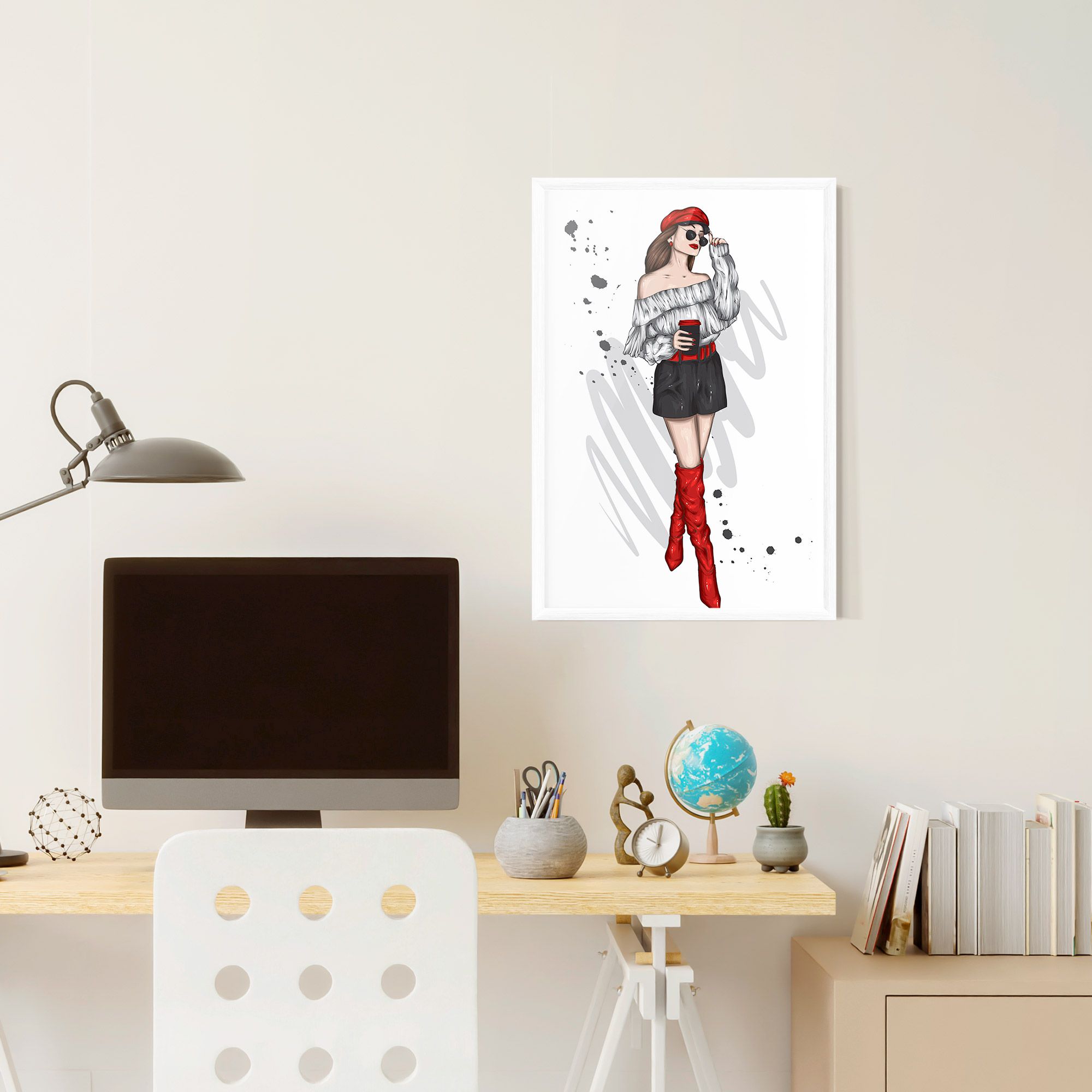 Red Tall Boots Woman mockup 6