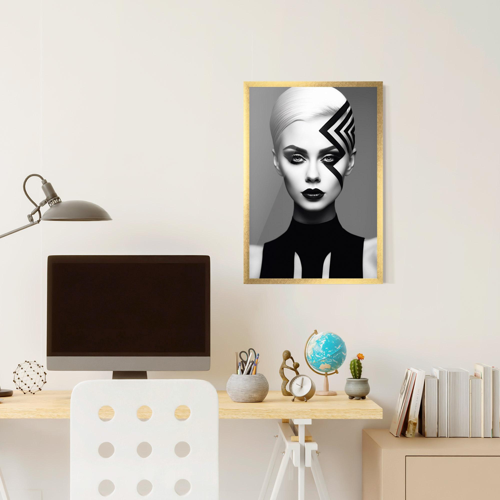 Keretezett Poszter Black Lines On Face mockup 6