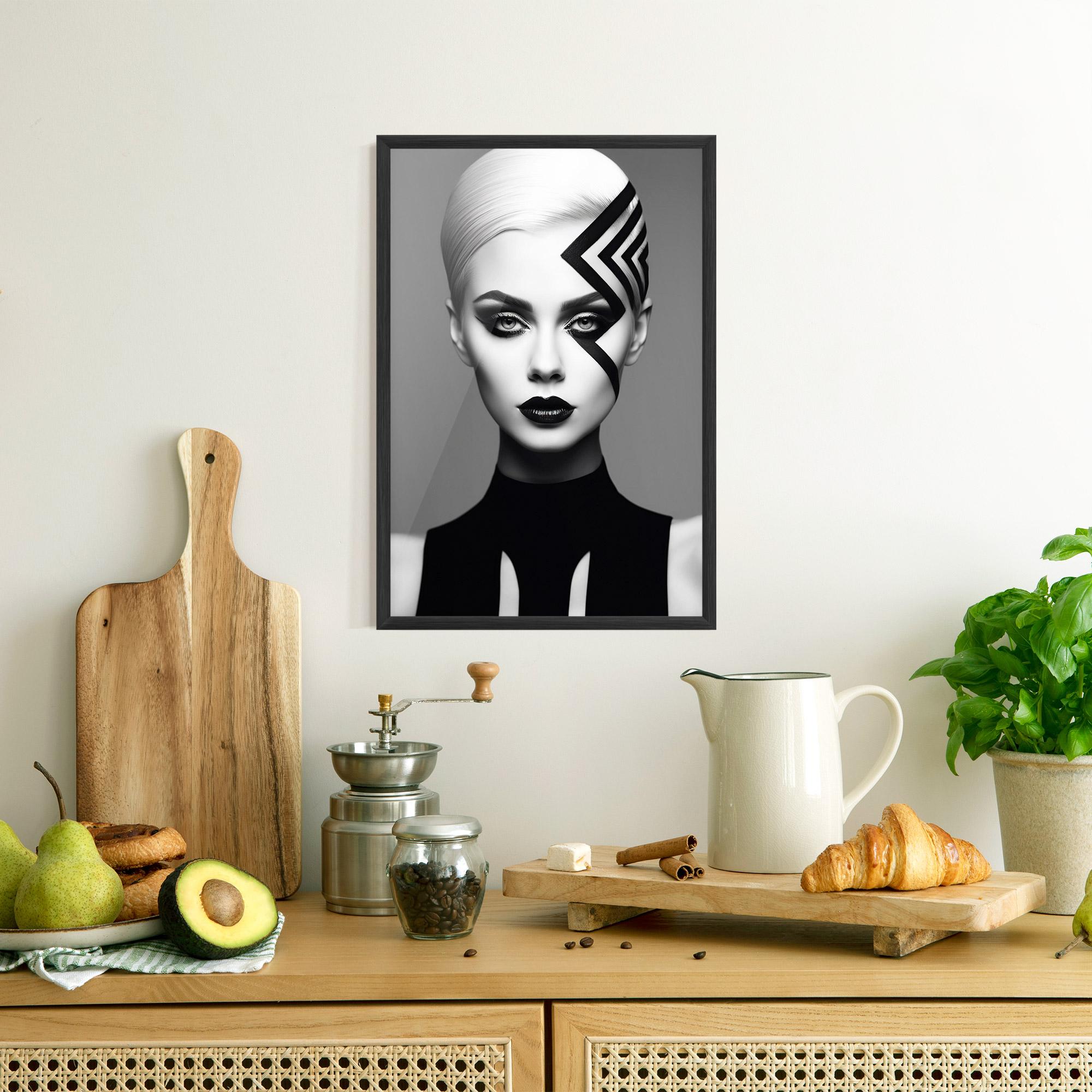 Keretezett Poszter Black Lines On Face mockup 8