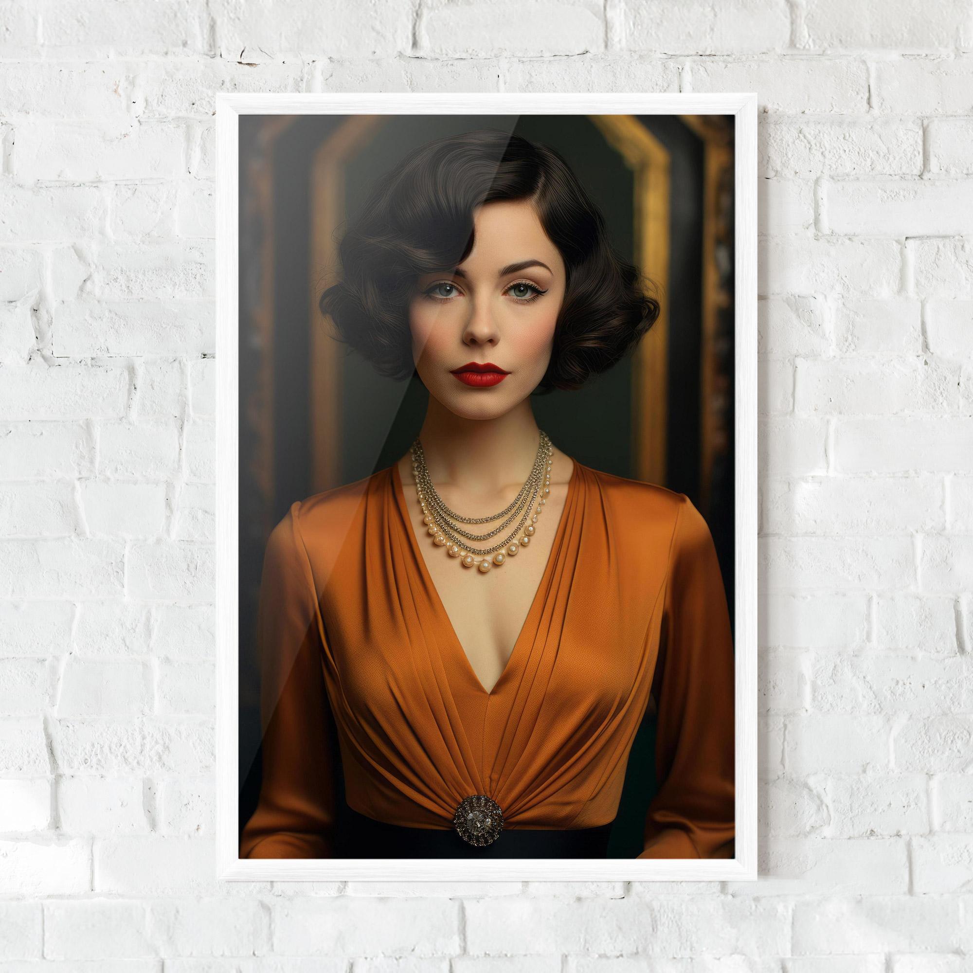 Keretezett Poszter Orange Blouse Pearls mockup 0