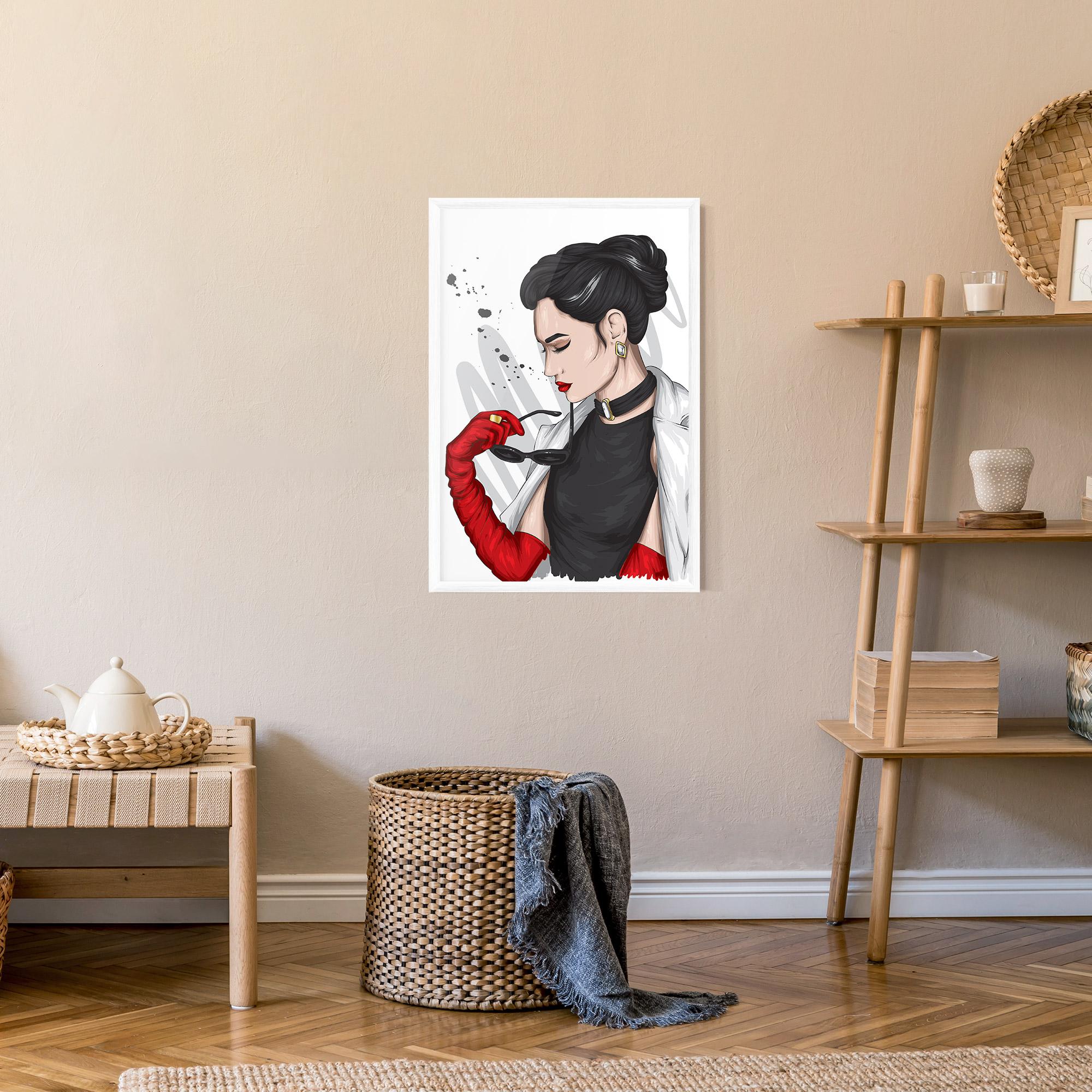 Keretezett Poszter Vintage Red Gloves mockup 9