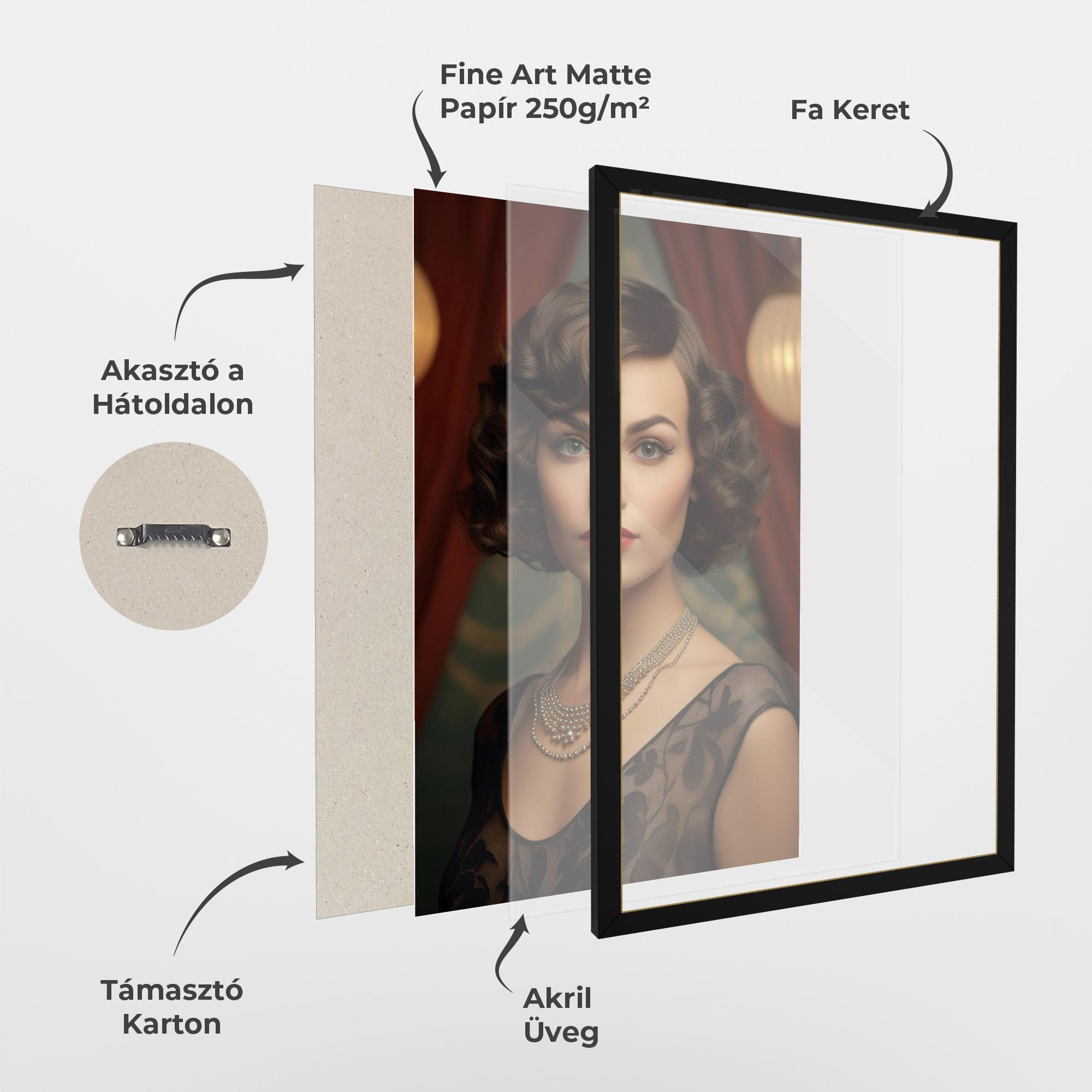 Keretezett Poszter Elegant Vintage Woman mockup 1