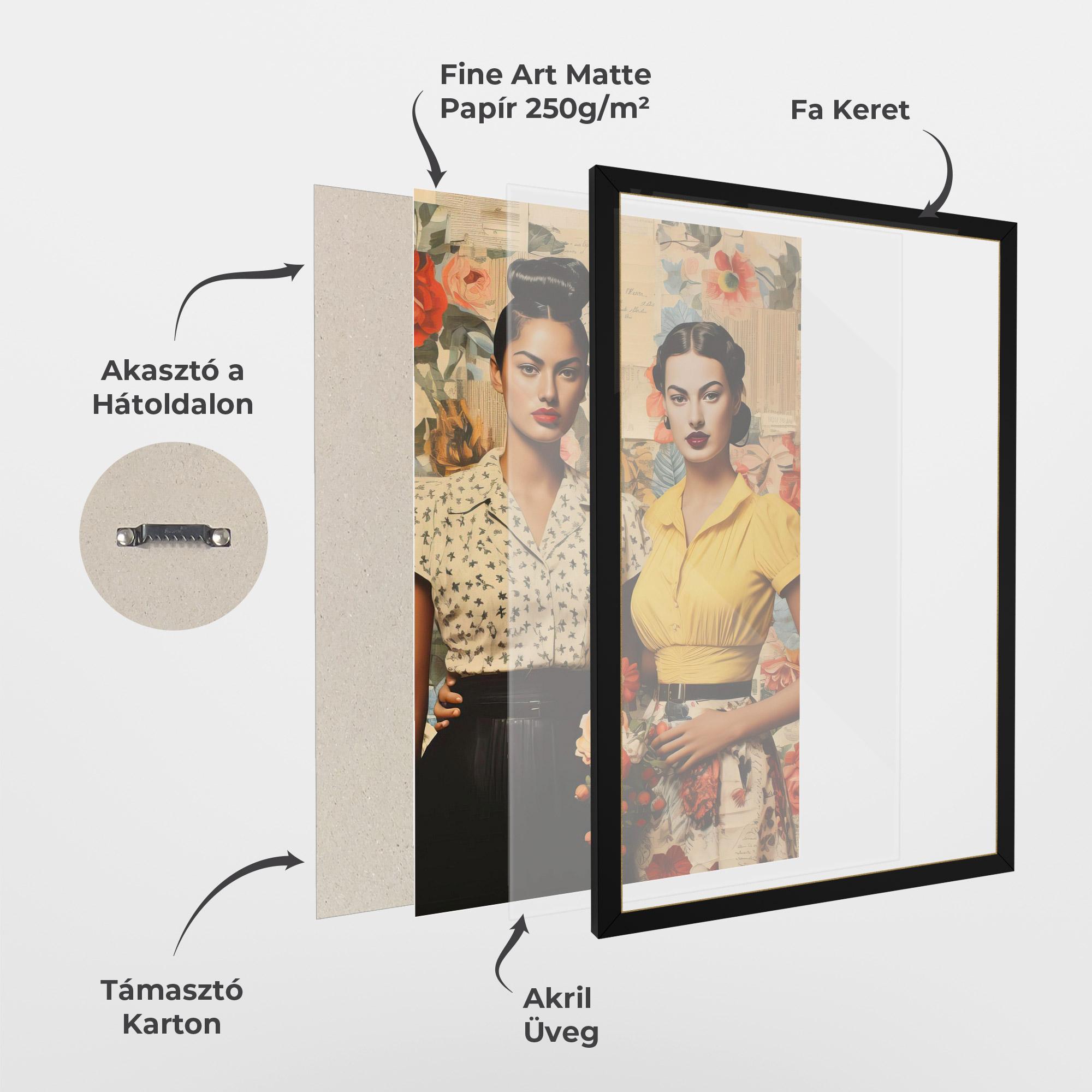 Keretezett Poszter Friendship Vintage Power mockup 1