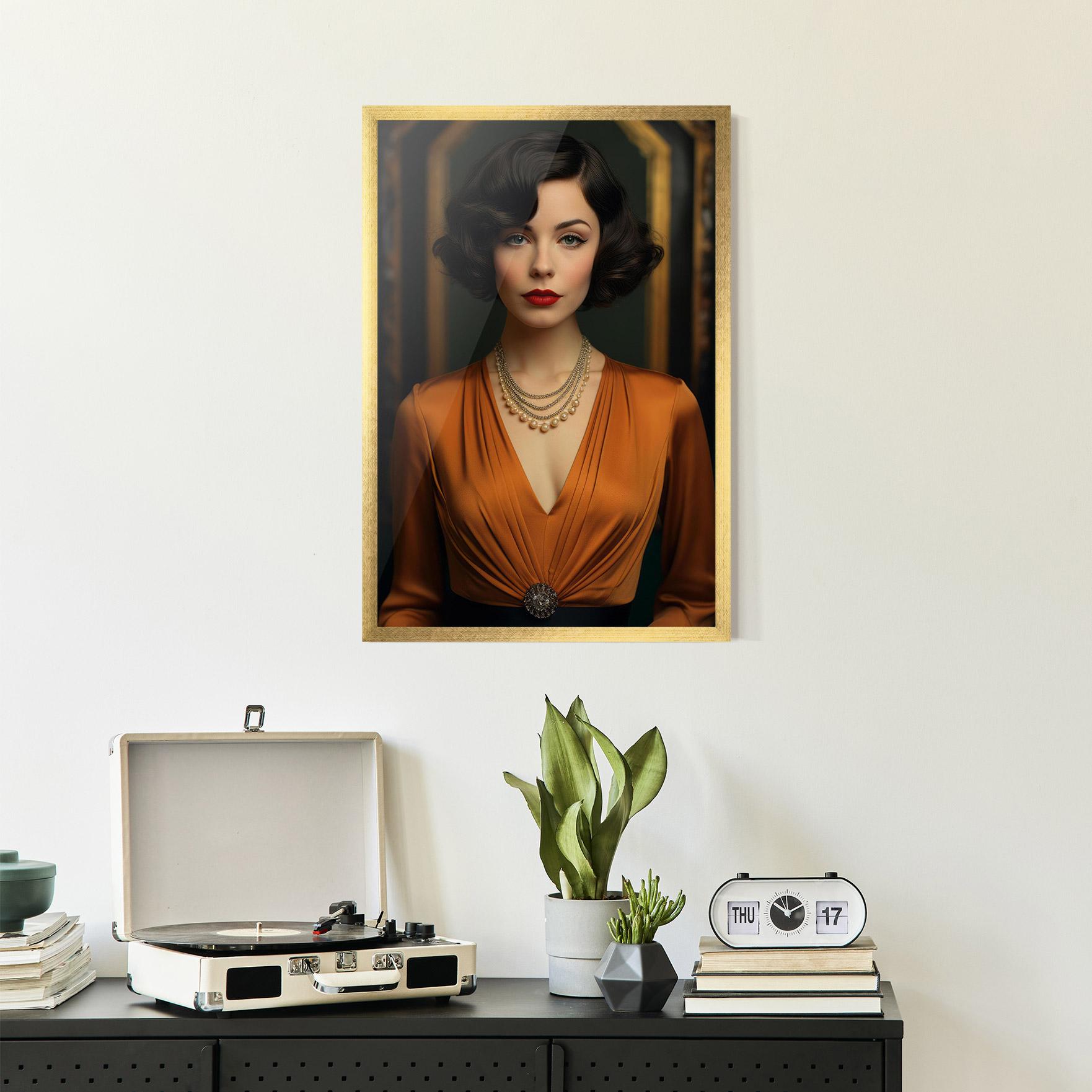 Keretezett Poszter Orange Blouse Pearls mockup 2