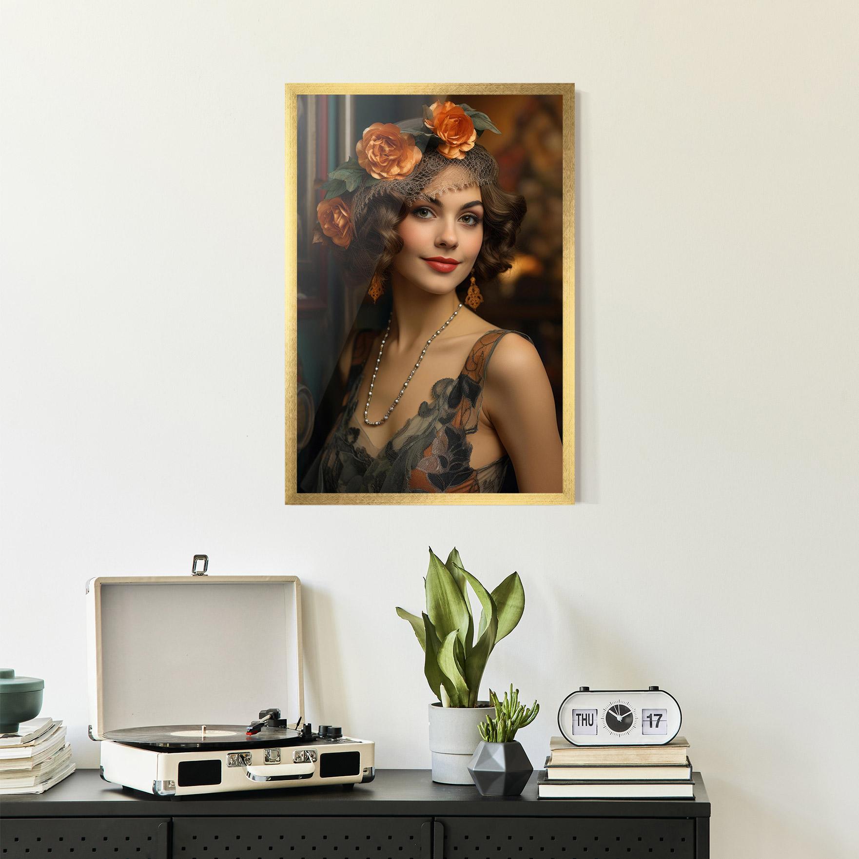 Keretezett Poszter Orange Vintage Roses mockup 2